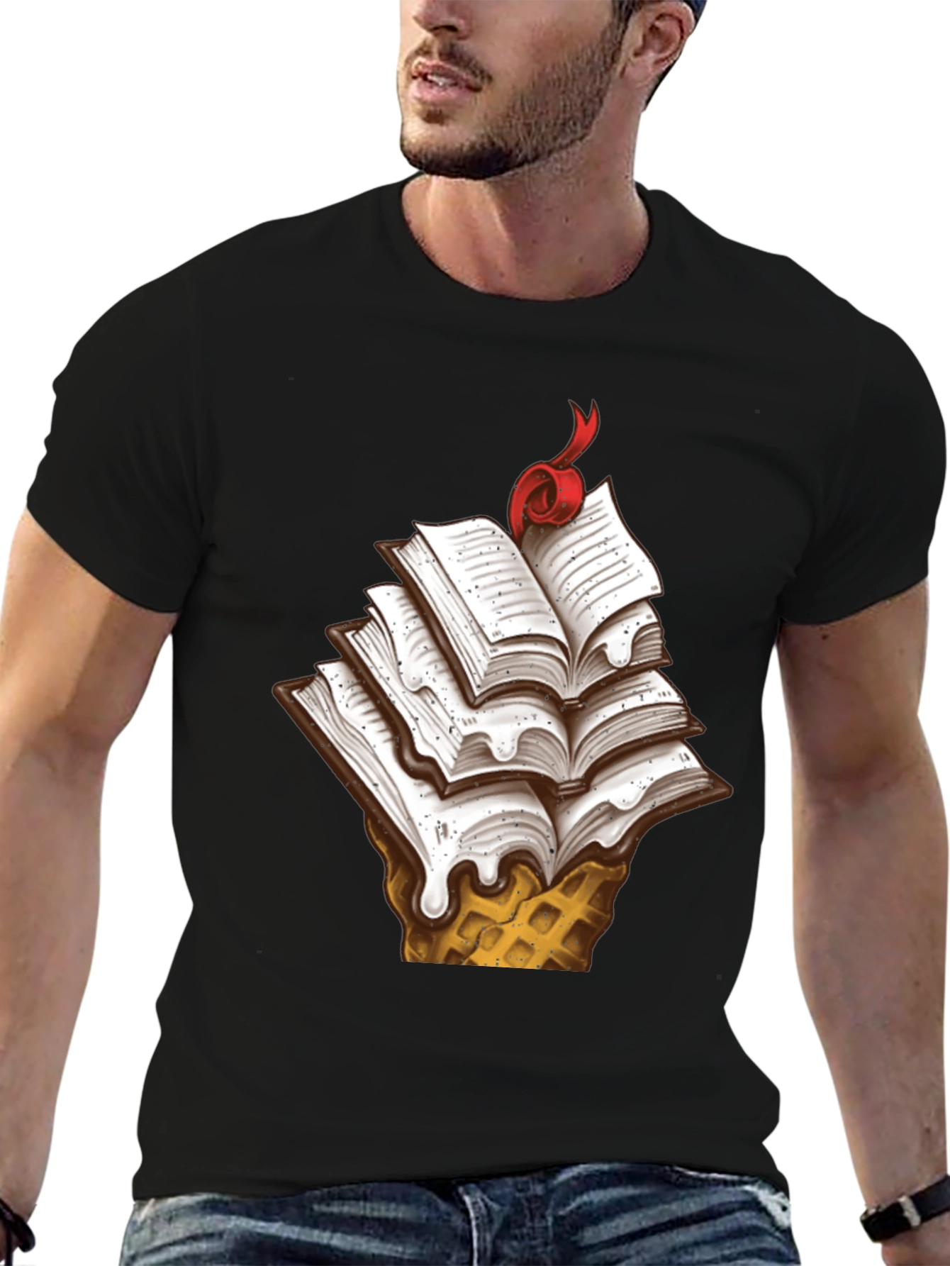 Book Ice Cream Cone Graphic Tee