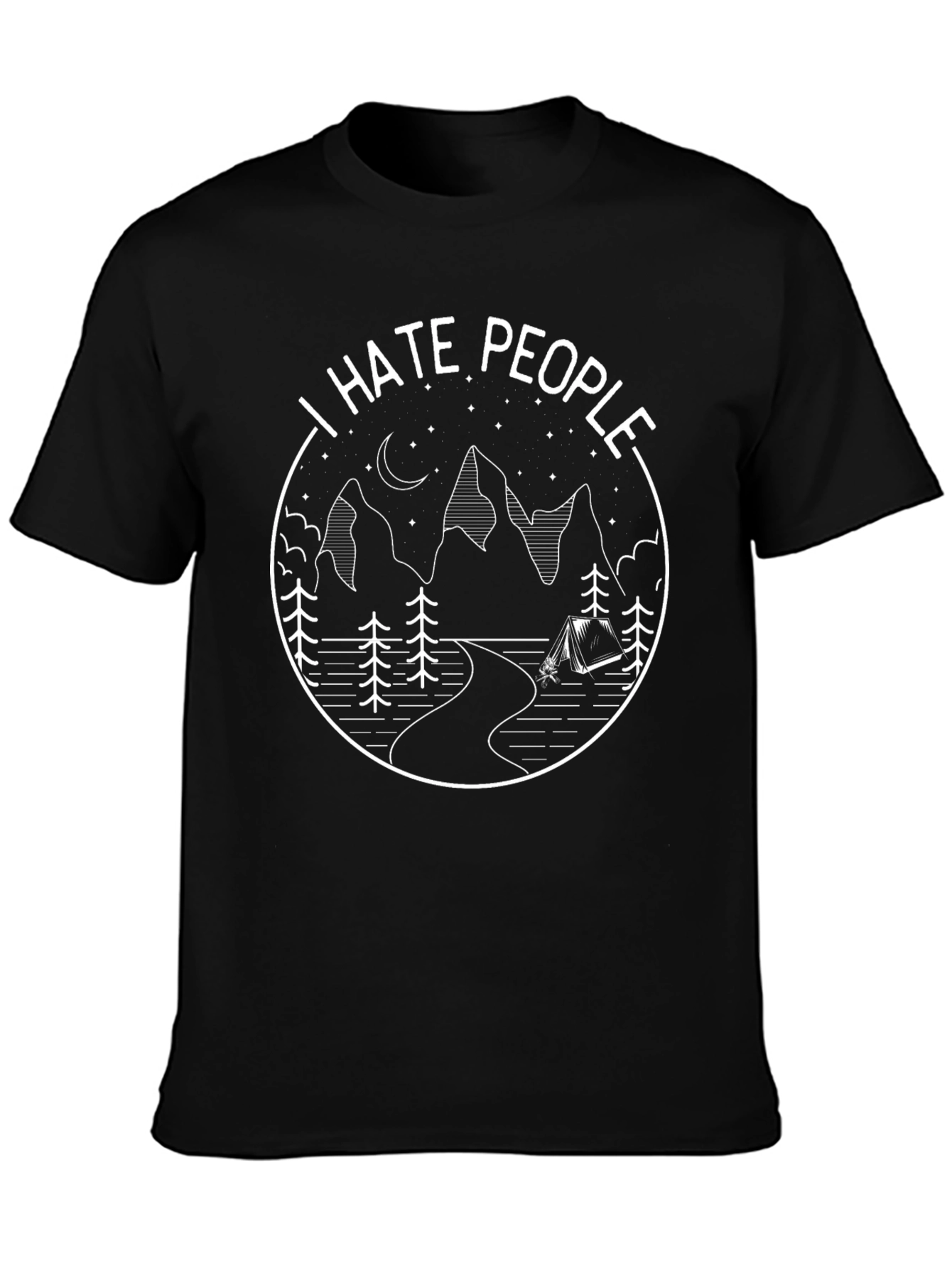 I Hate People Camping T-Shirt - Black