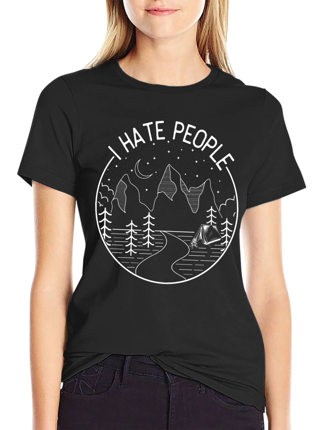 I Hate People Camping T-Shirt - Black