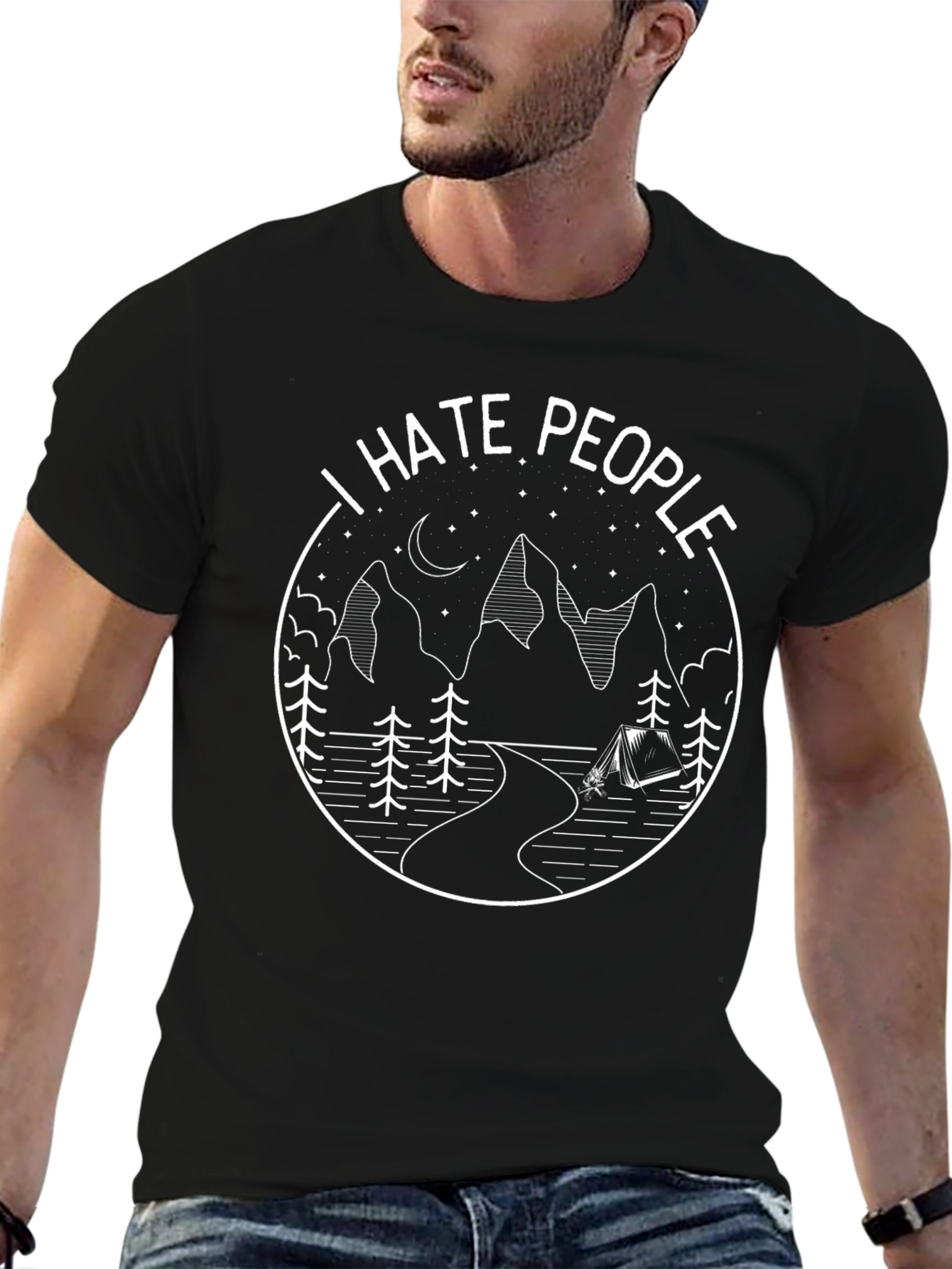 I Hate People Camping T-Shirt - Black