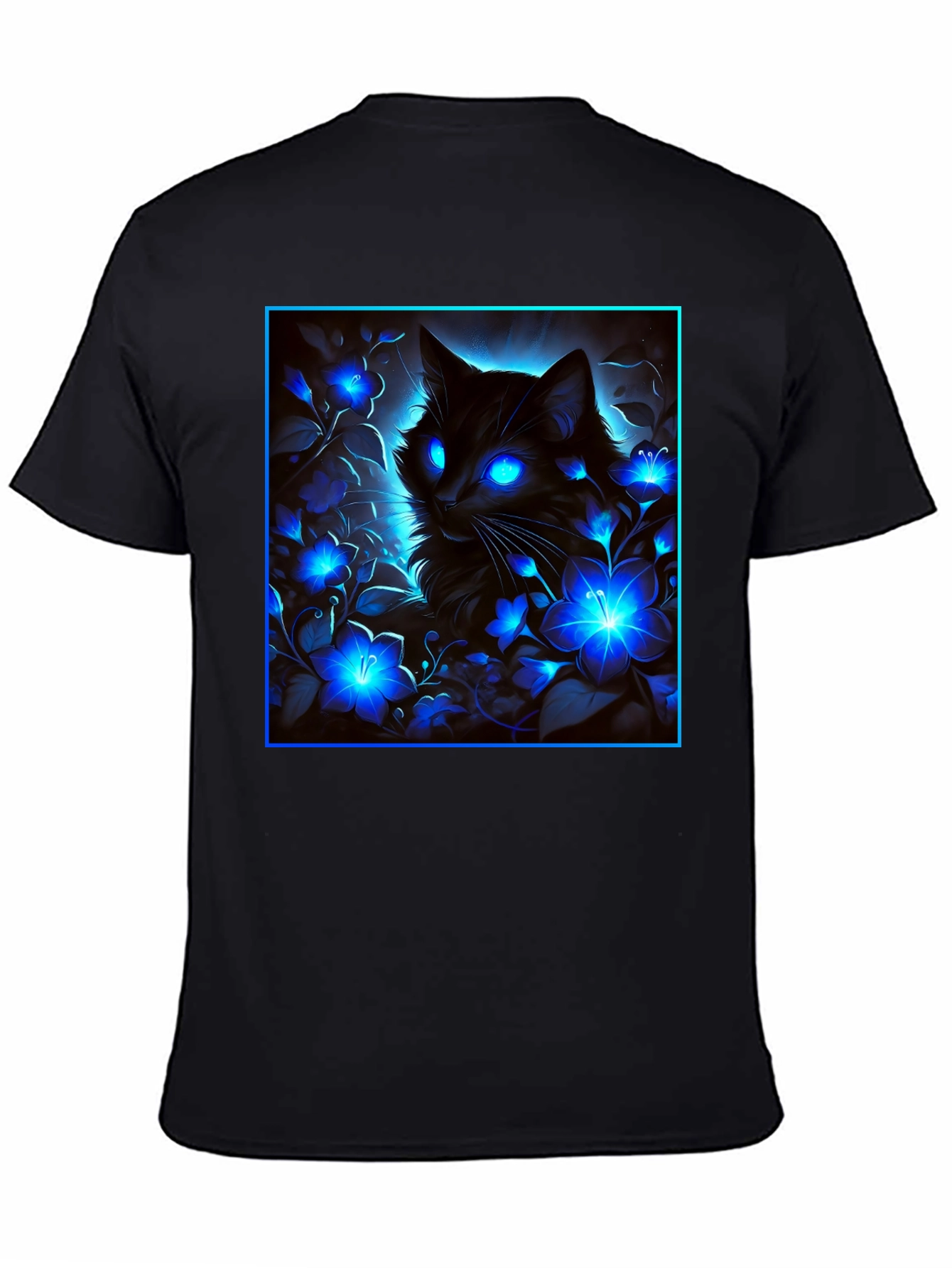 Mystic Cat Glow Graphic Tee - Black