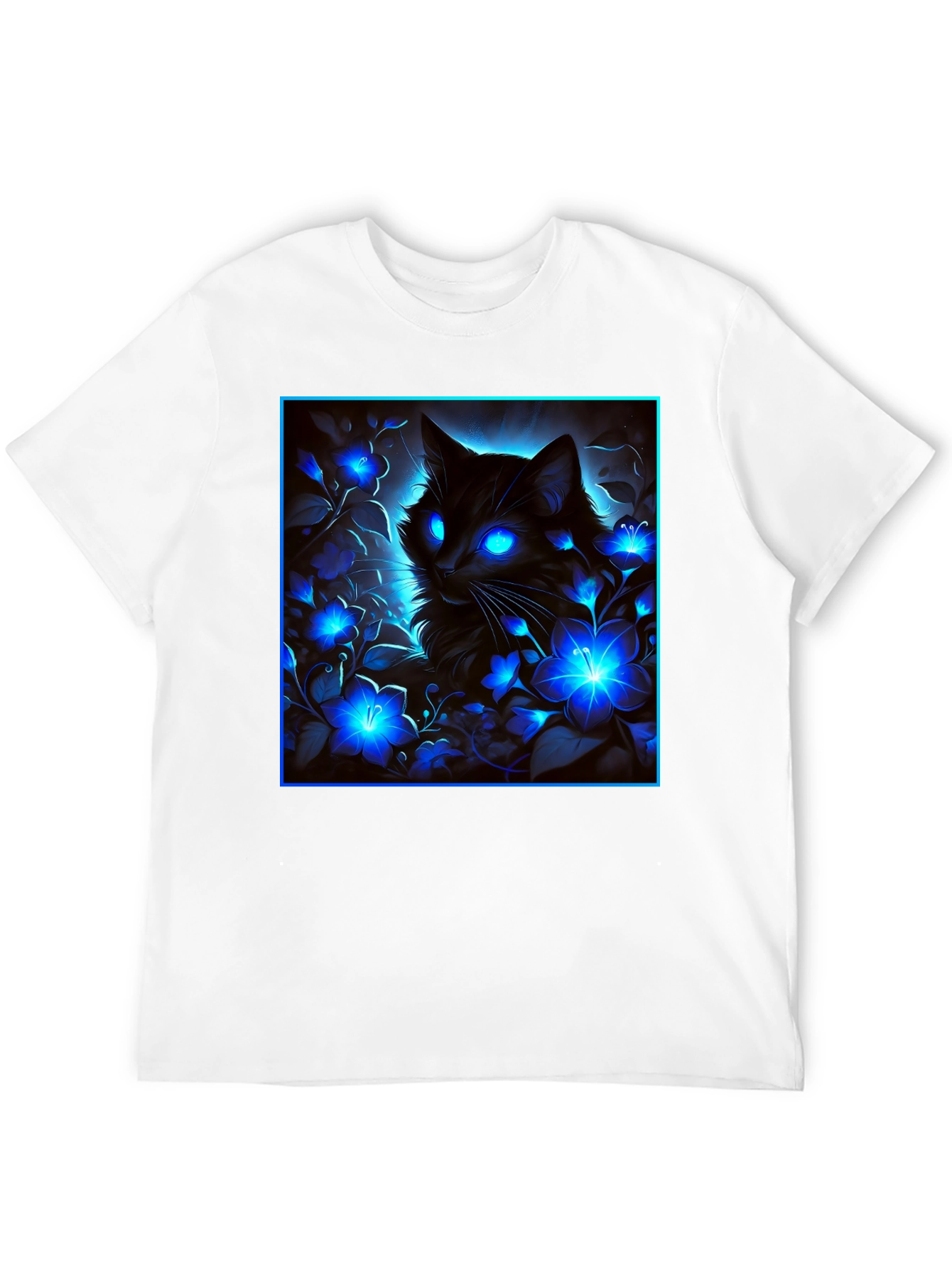 Mystic Cat Glow Graphic Tee - Black