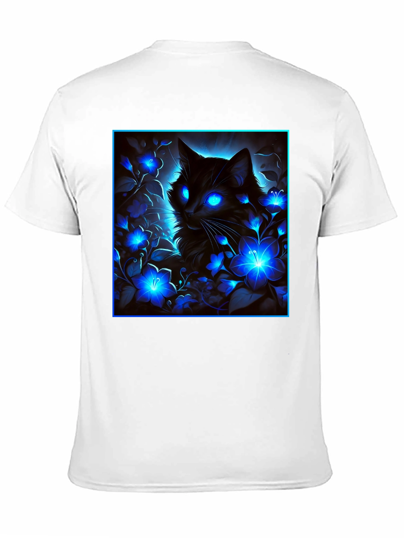 Mystic Cat Glow Graphic Tee - Black
