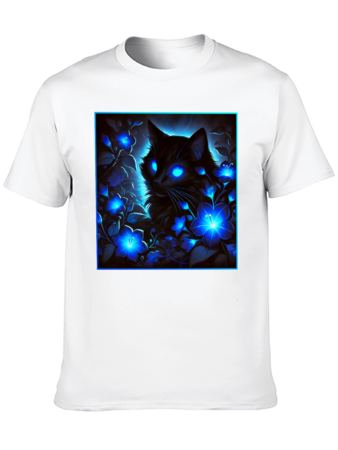 Mystic Cat Glow Graphic Tee - Black