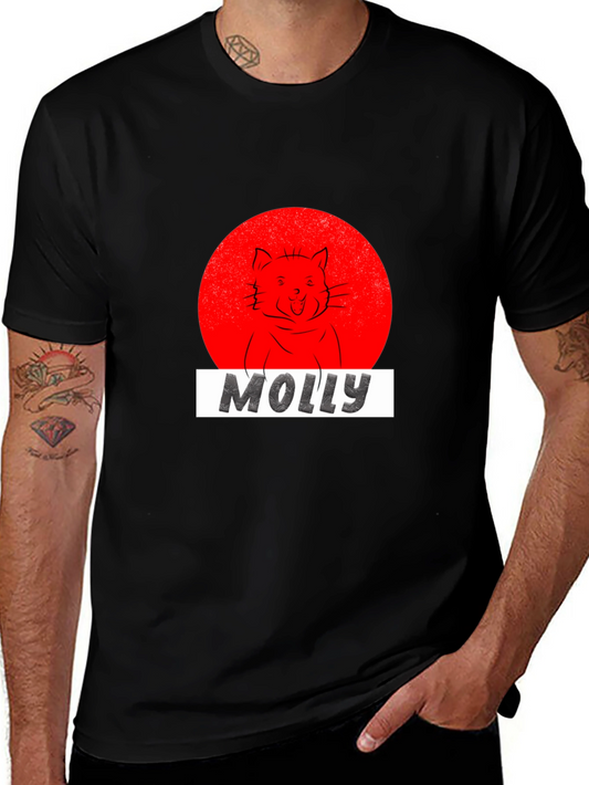 Molly Cat Graphic Tee - Black Cotton T-Shirt