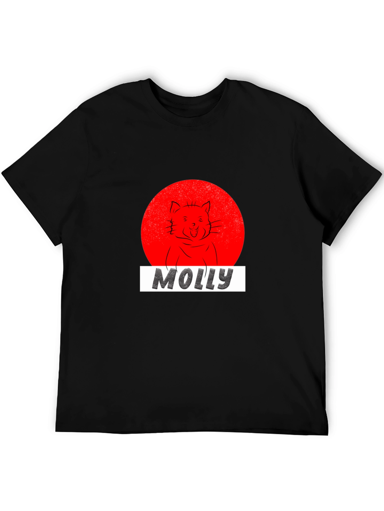 Molly Cat Graphic Tee - Black Cotton T-Shirt