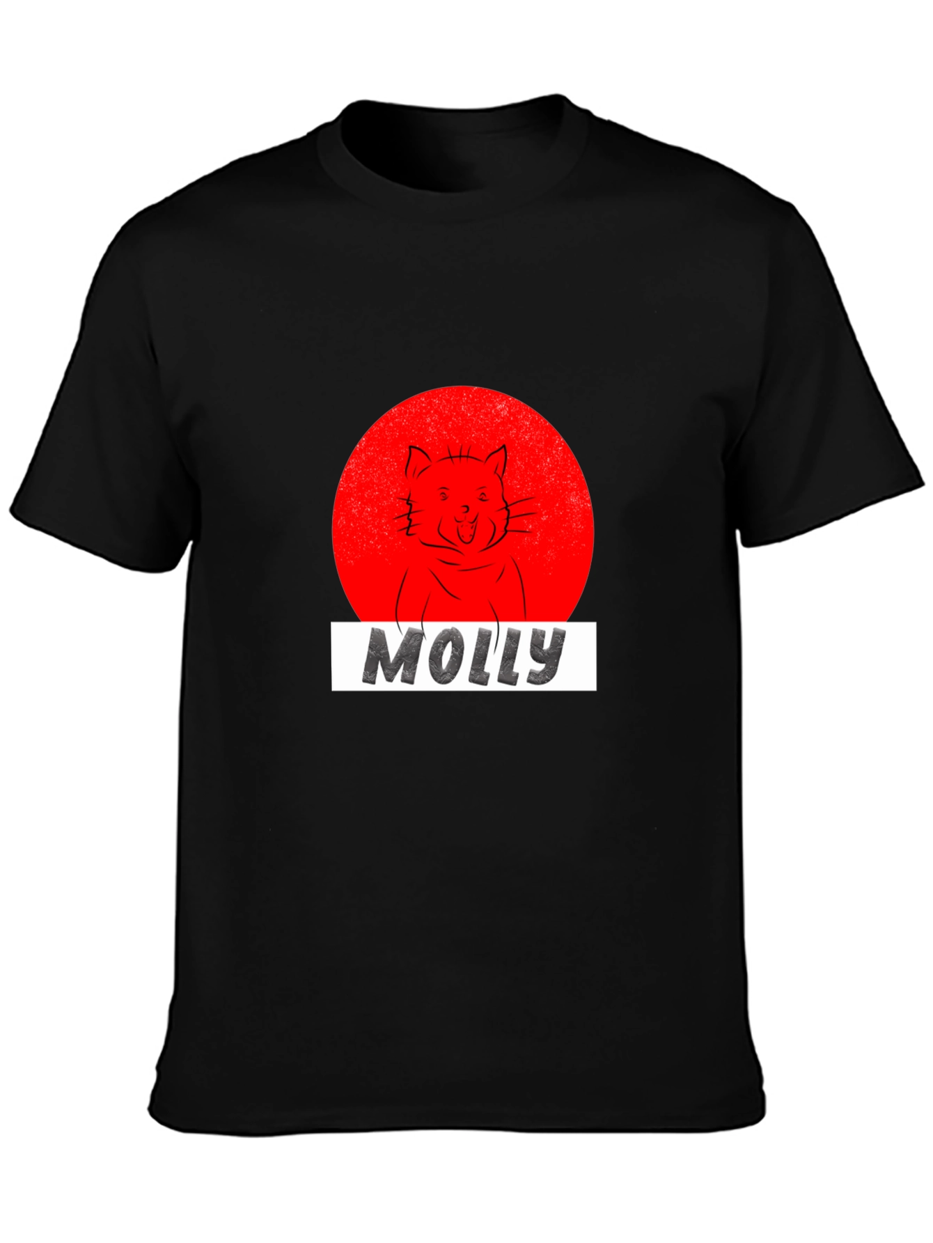 Molly Cat Graphic Tee - Black Cotton T-Shirt