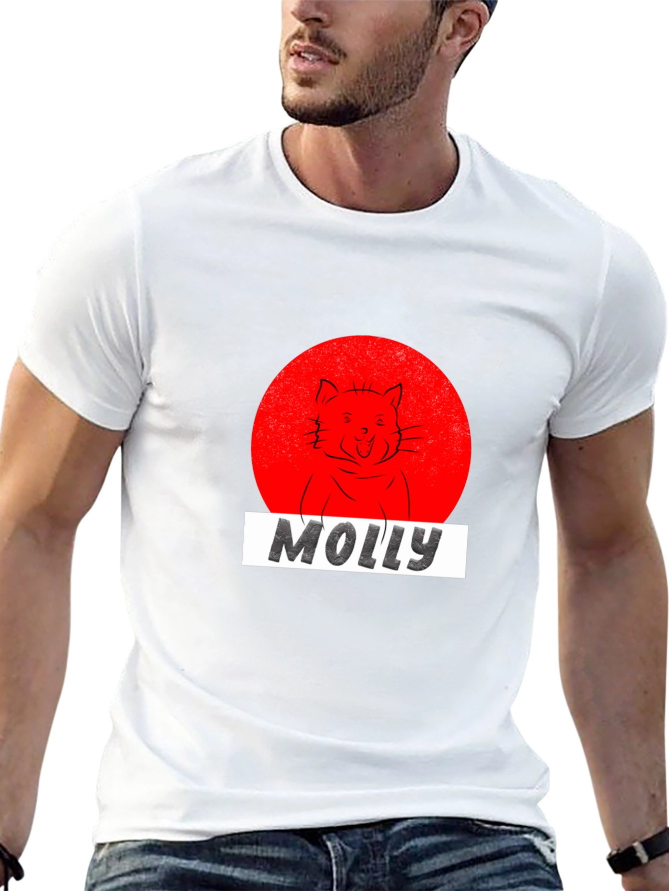 Molly Cat Graphic Tee - Black Cotton T-Shirt