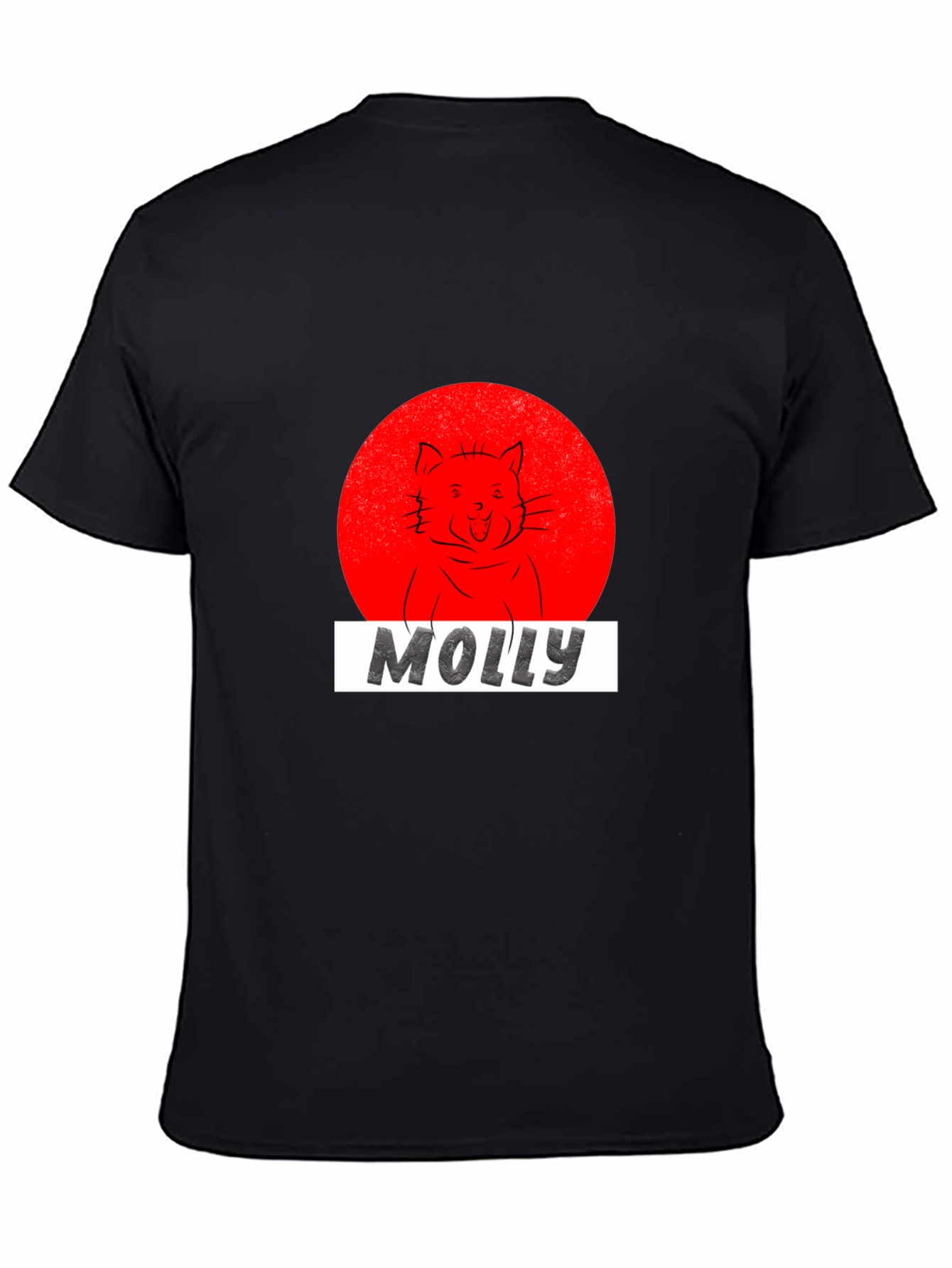 Molly Cat Graphic Tee - Black Cotton T-Shirt