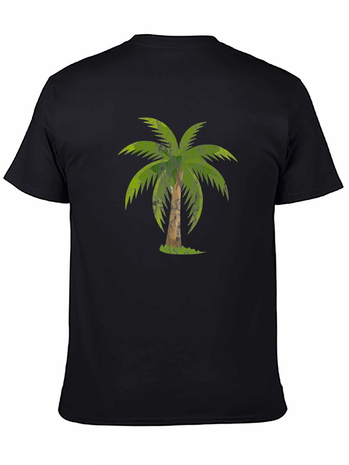 Tropical Palm Tree Graphic Tee - Casual Black T-Shirt
