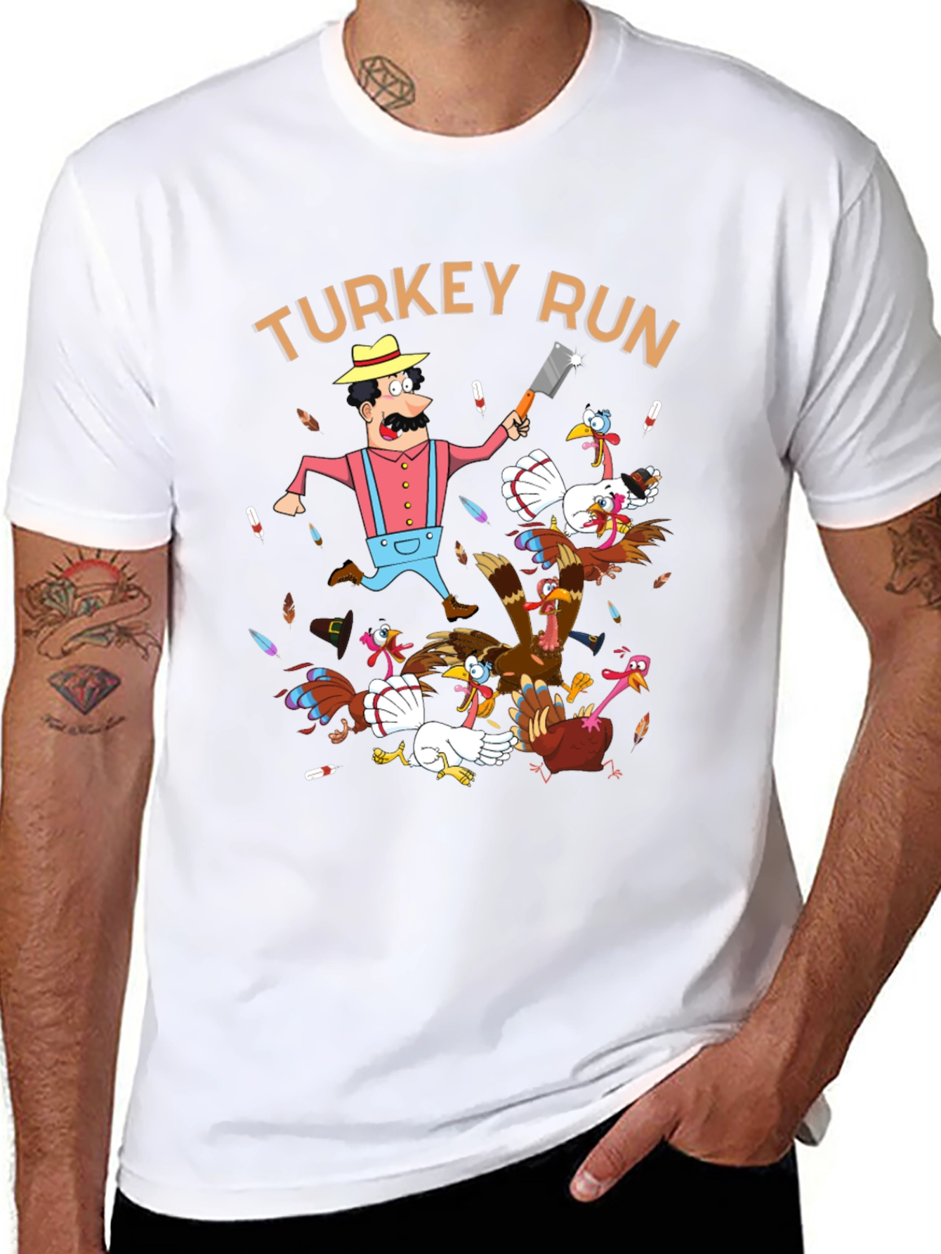Turkey Run Graphic T-Shirt - Thanksgiving Fun