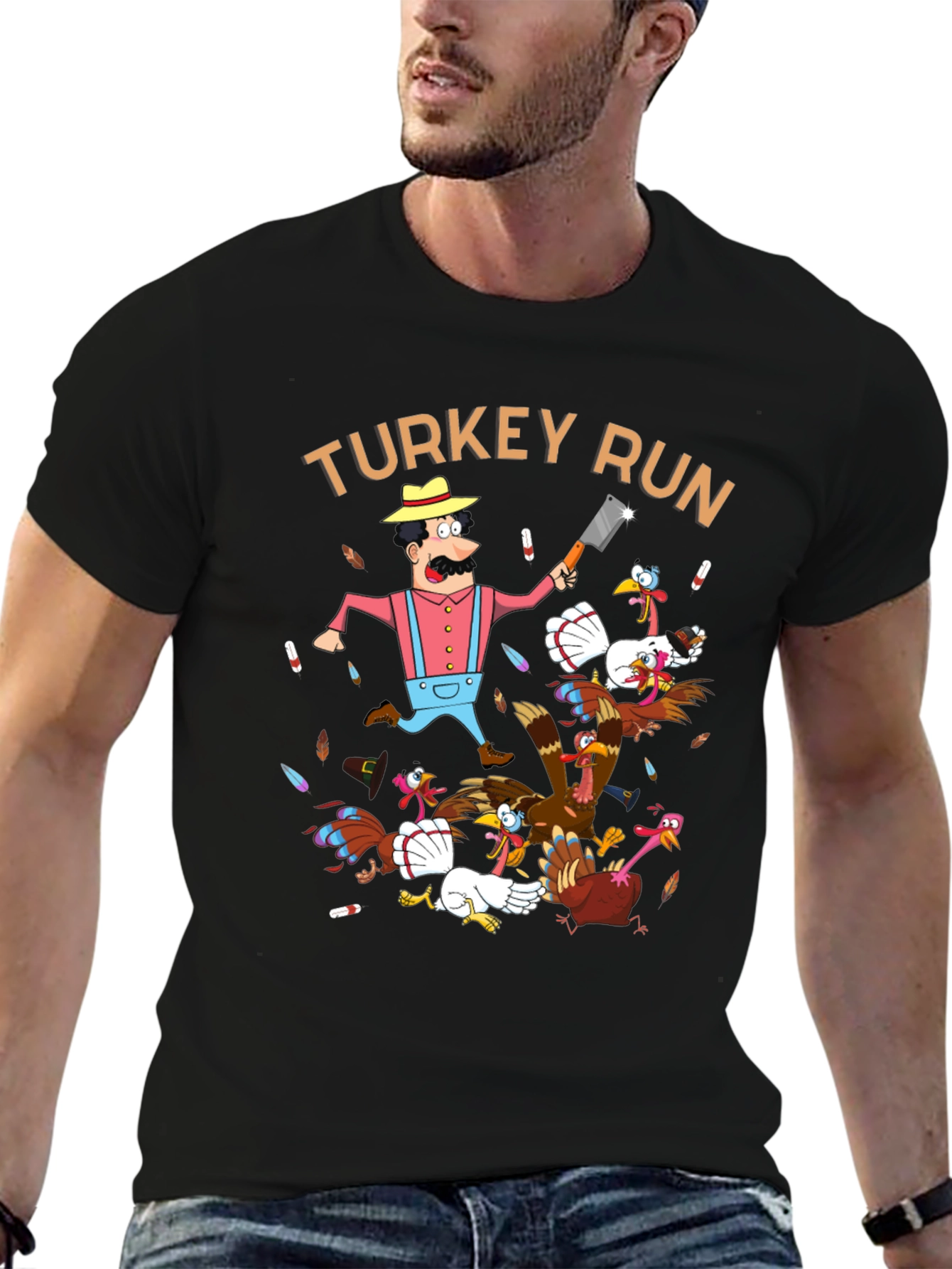 Turkey Run Graphic T-Shirt - Thanksgiving Fun