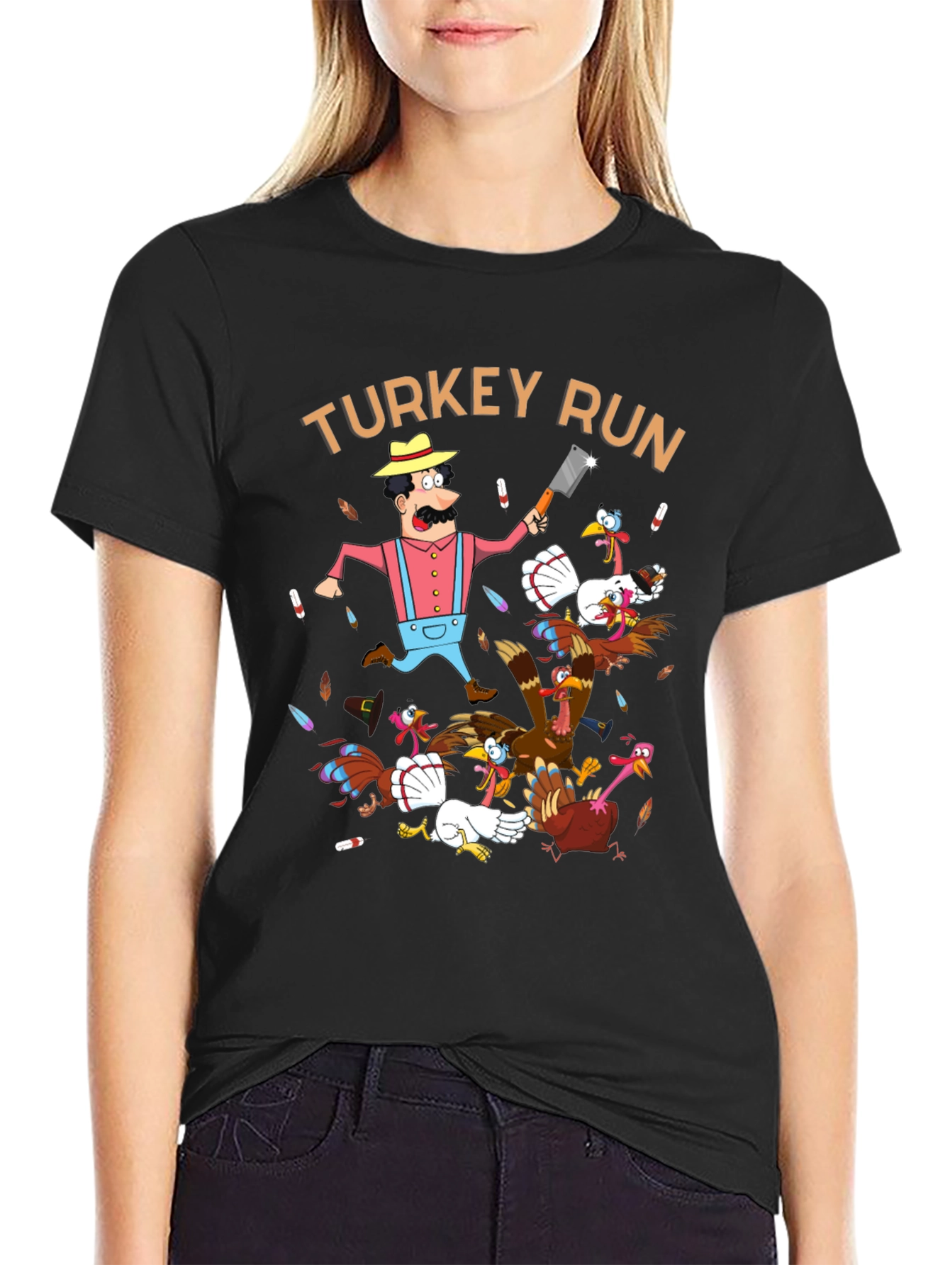 Turkey Run Graphic T-Shirt - Thanksgiving Fun