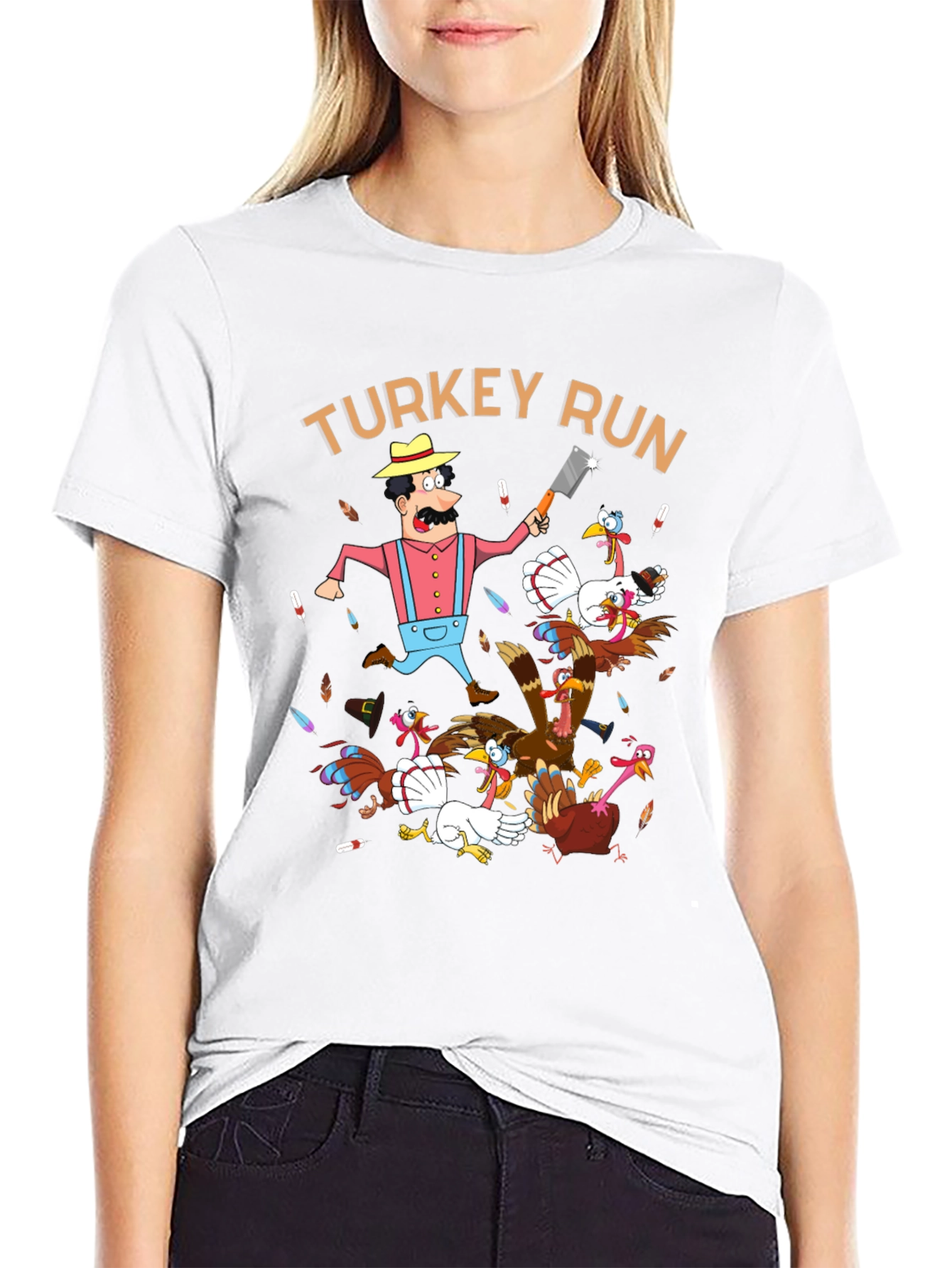 Turkey Run Graphic T-Shirt - Thanksgiving Fun