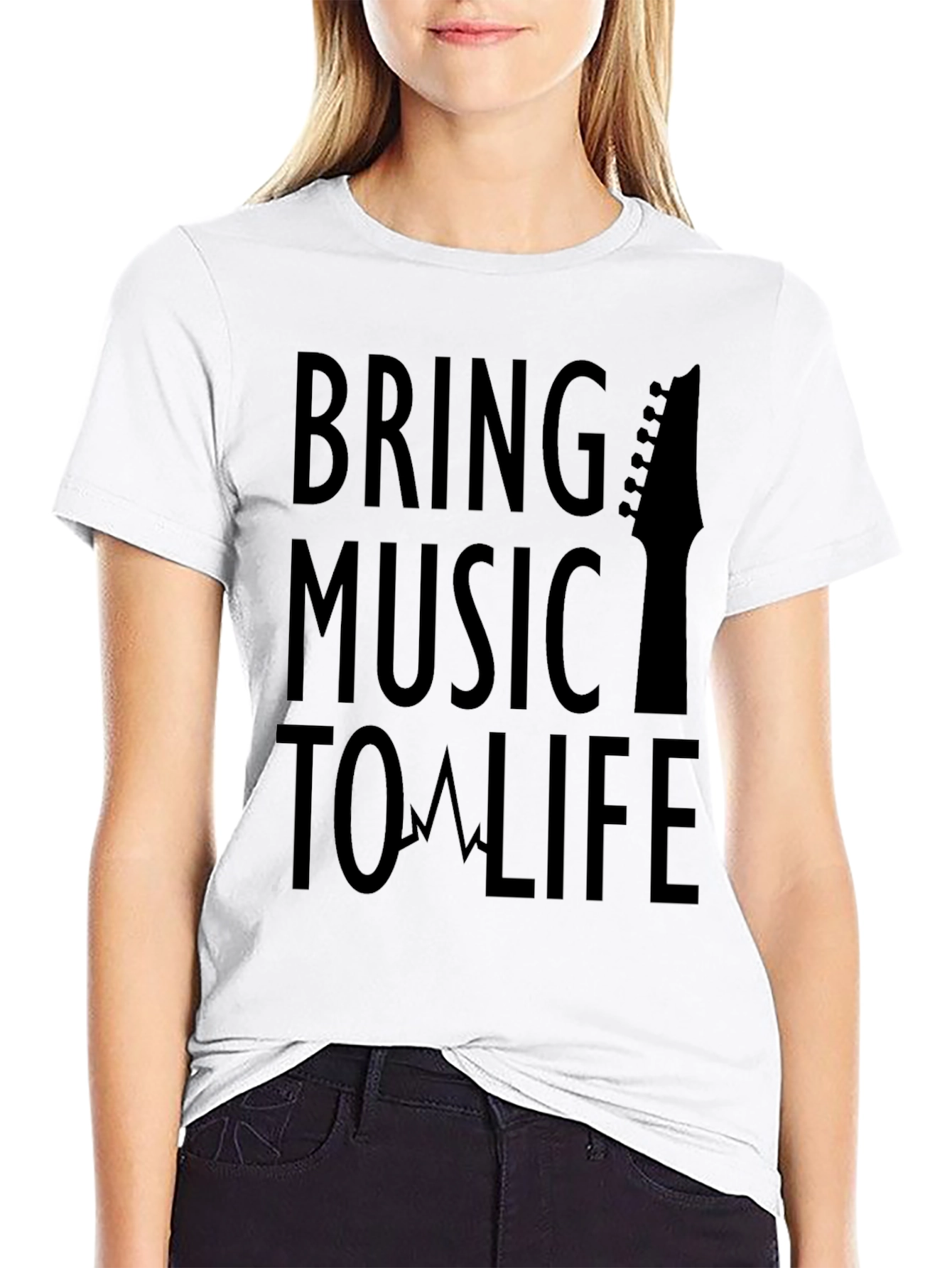 Bring Music to Life Graphic Tee - Black Cotton