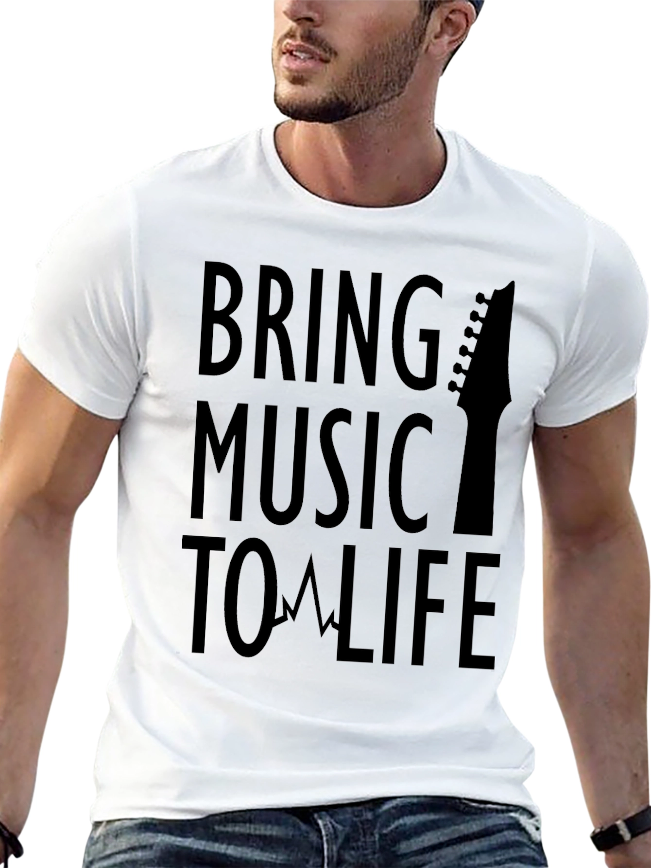 Bring Music to Life Graphic Tee - Black Cotton
