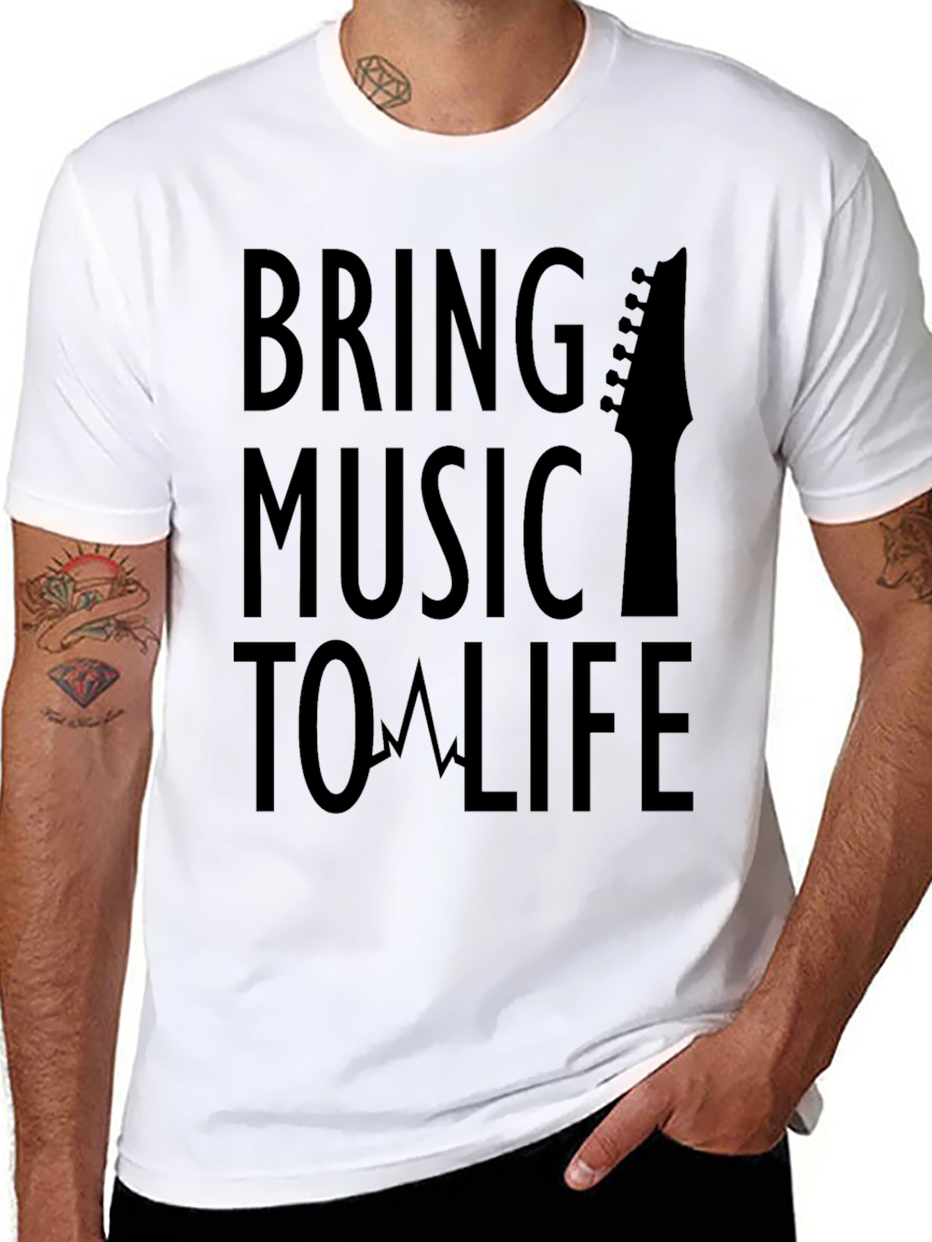 Bring Music to Life Graphic Tee - Black Cotton