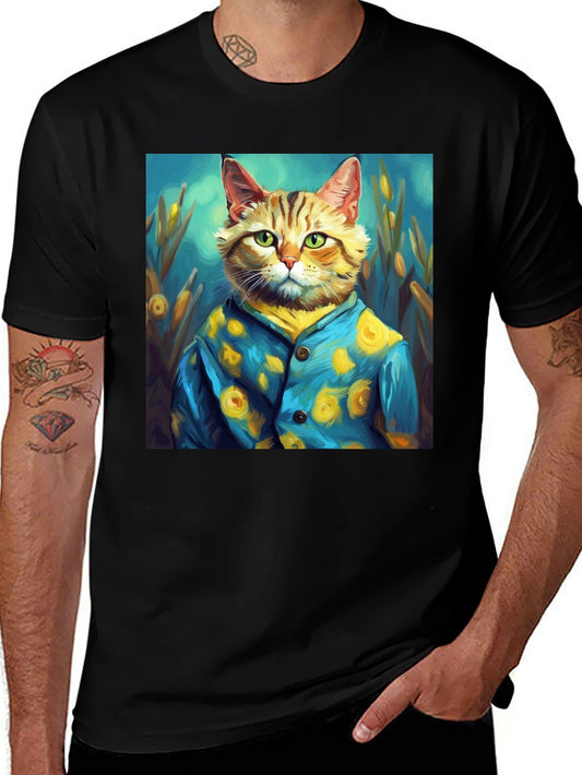 Artistic Cat Portrait Tee - Unique Graphic T-Shirt