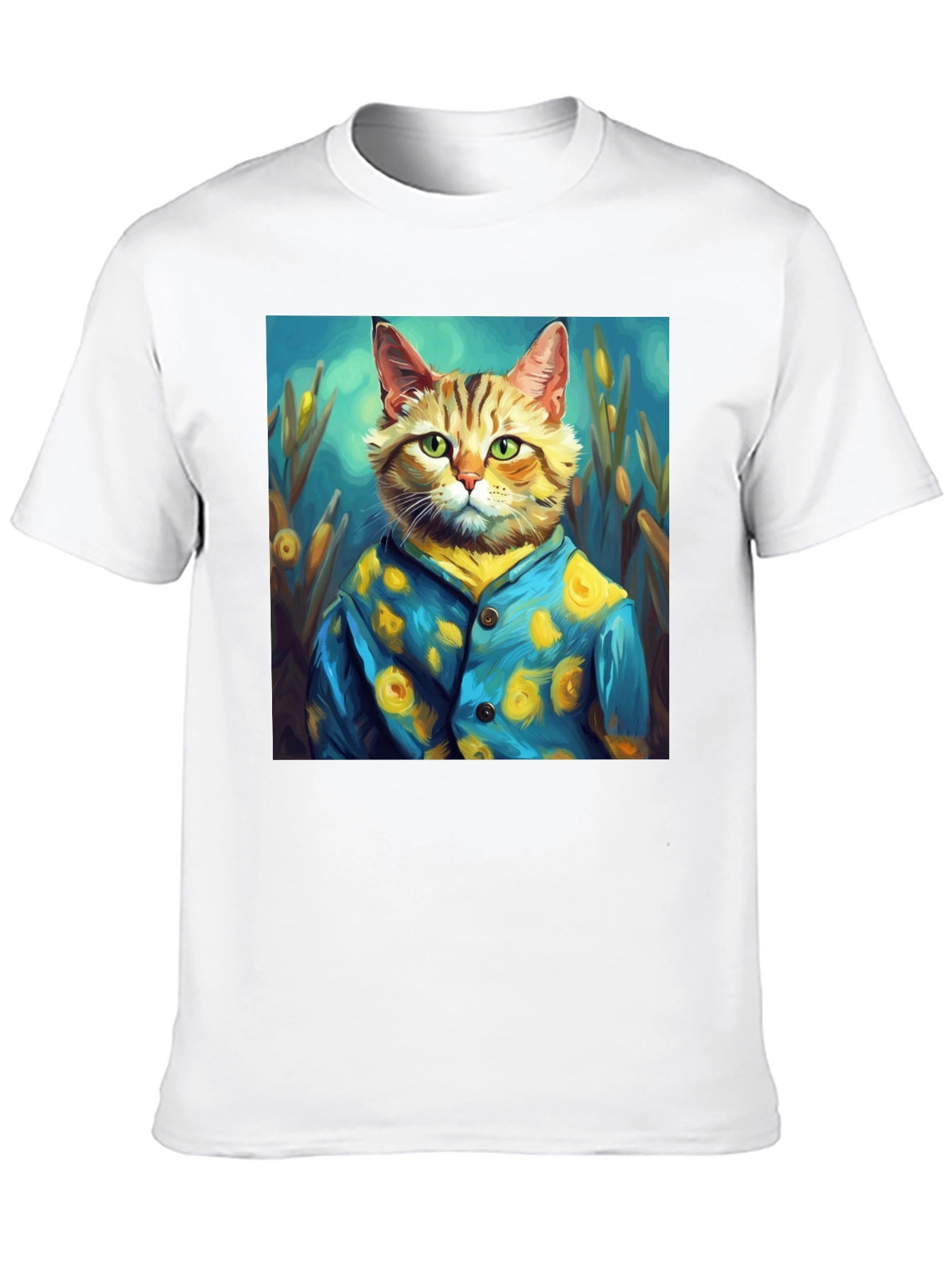 Artistic Cat Portrait Tee - Unique Graphic T-Shirt