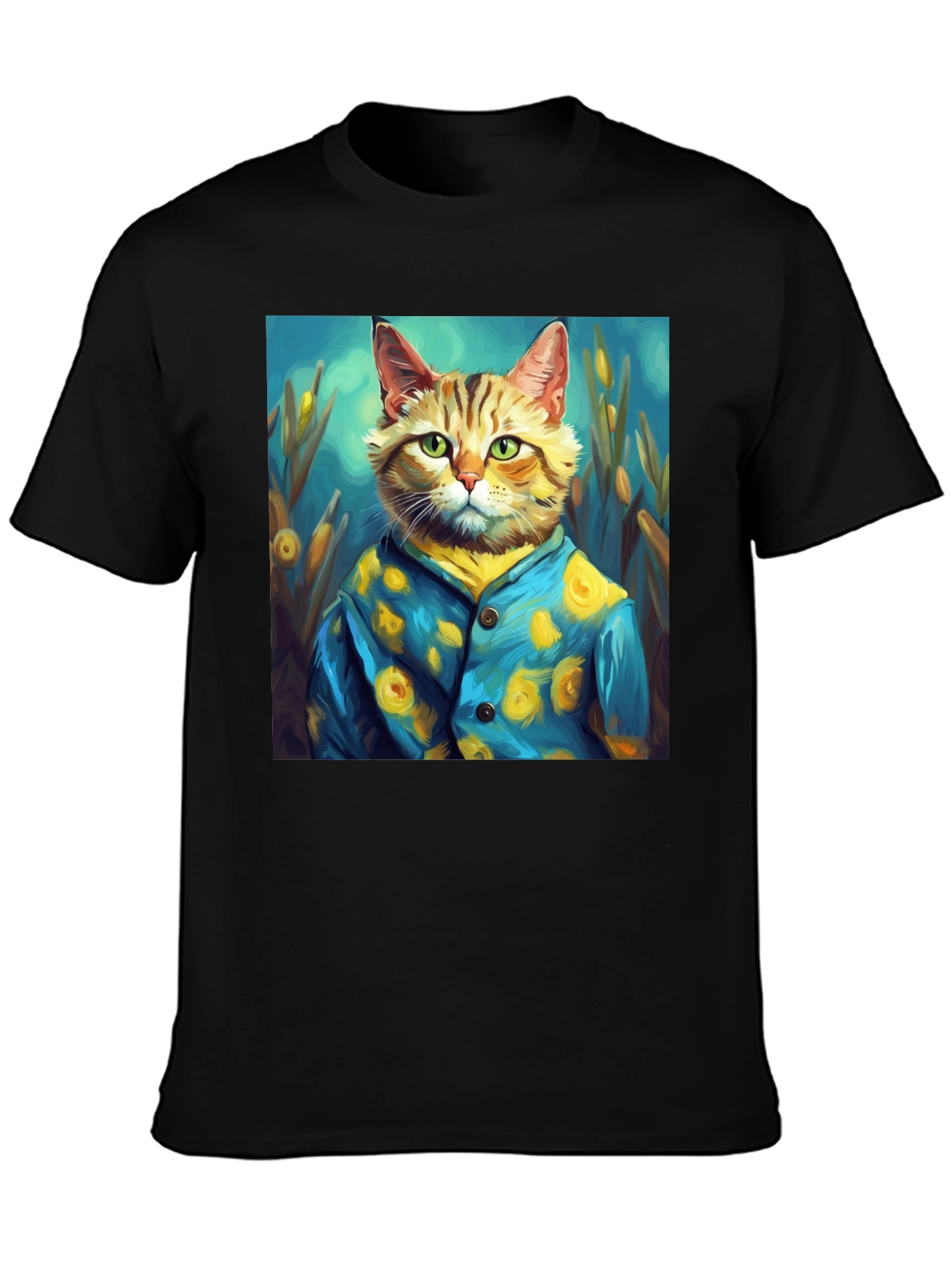 Artistic Cat Portrait Tee - Unique Graphic T-Shirt