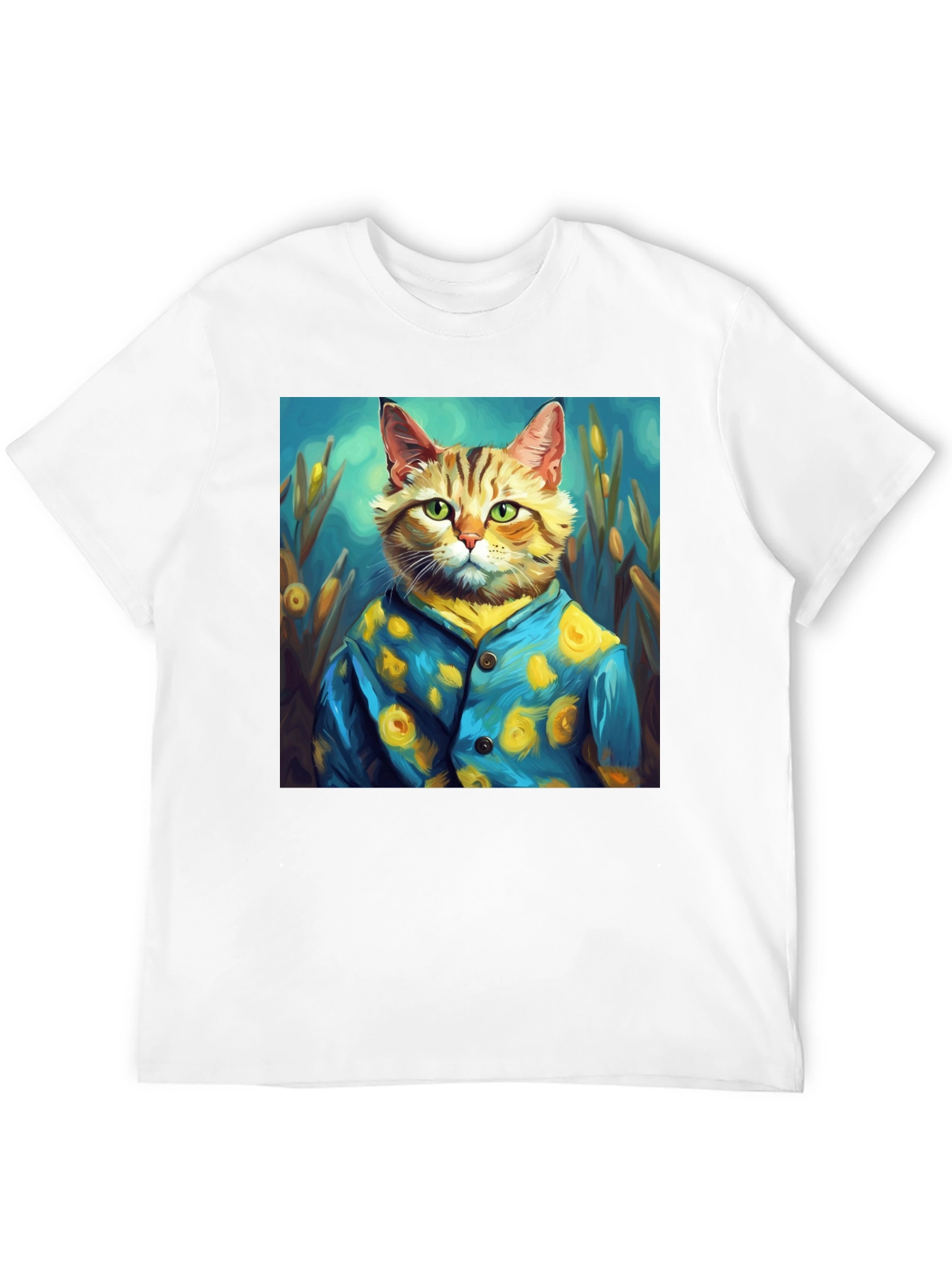 Artistic Cat Portrait Tee - Unique Graphic T-Shirt