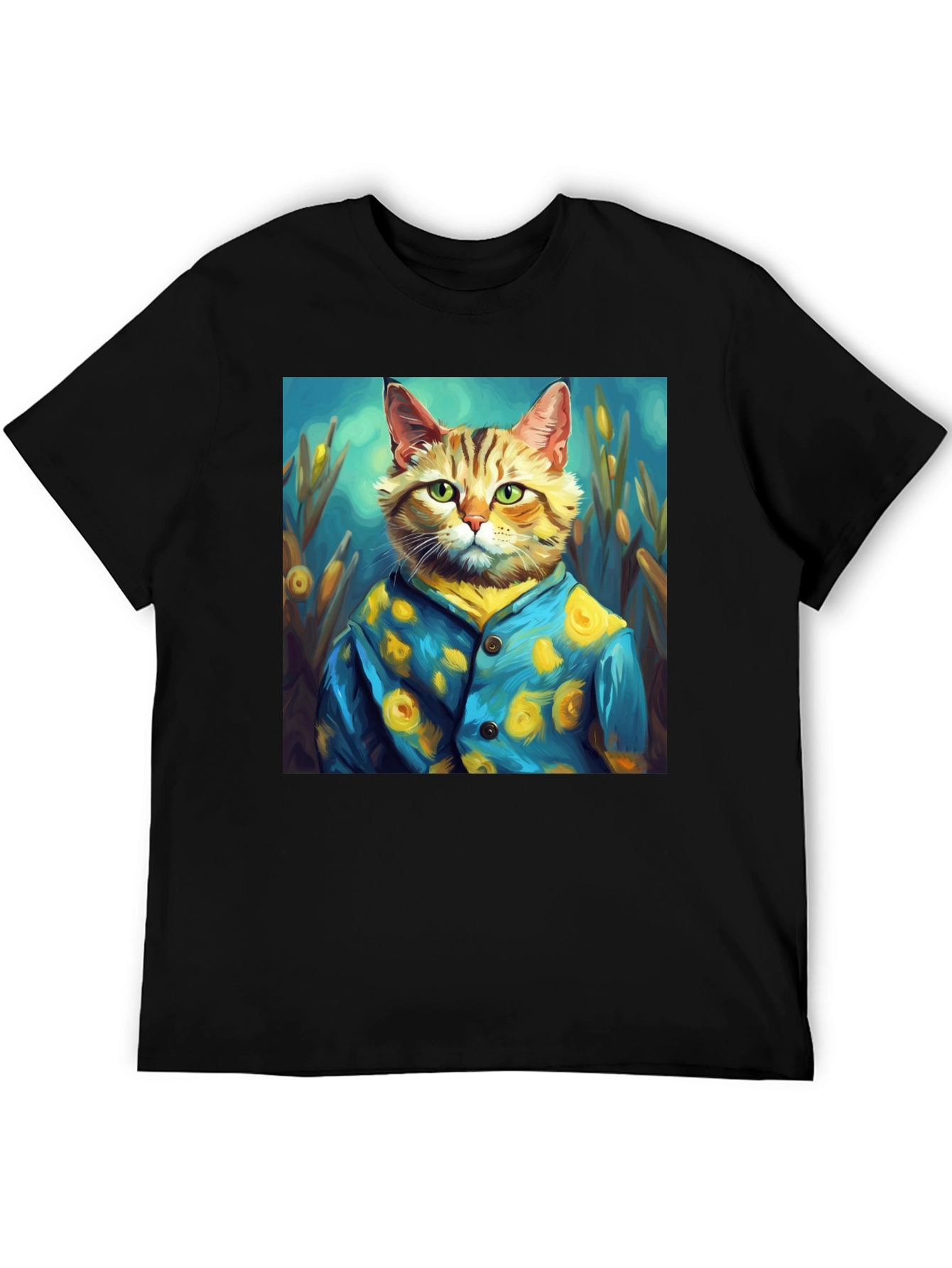 Artistic Cat Portrait Tee - Unique Graphic T-Shirt