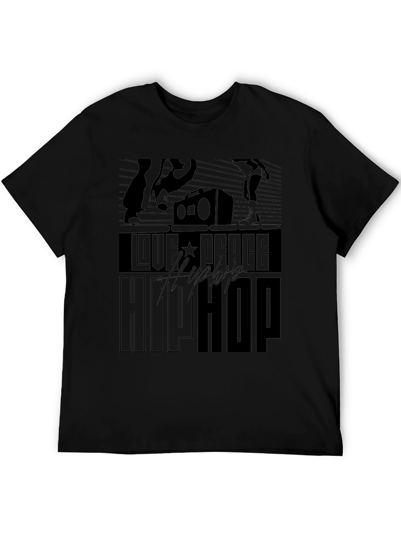 Love Peace Hip Hop Black T-Shirt