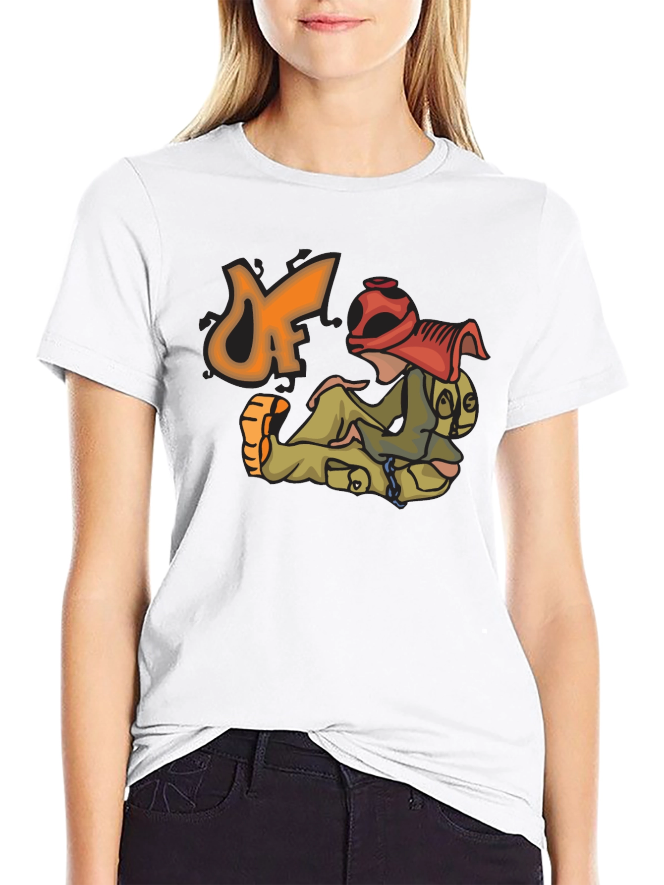 Unique Cartoon Graphic Black T-Shirt