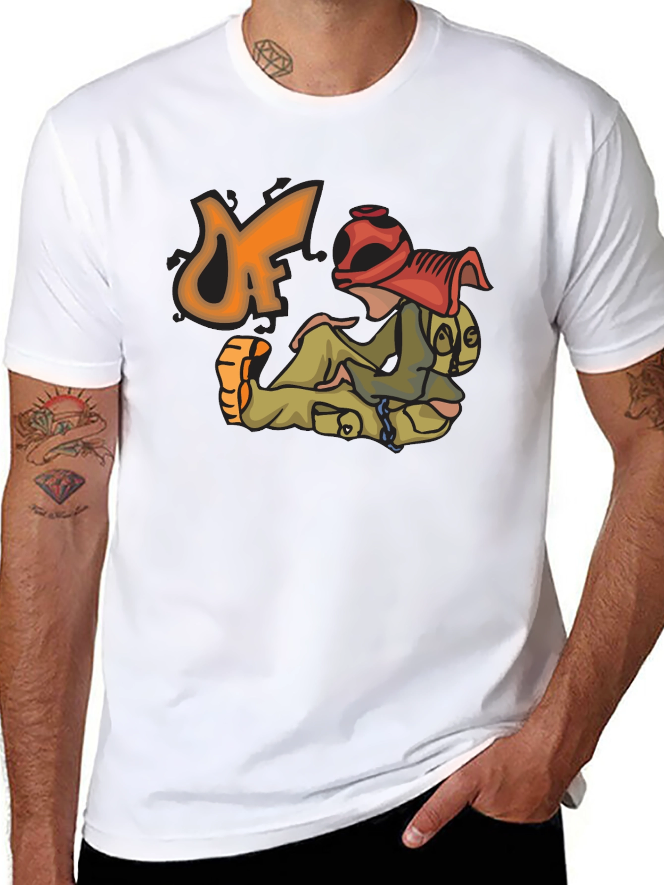 Unique Cartoon Graphic Black T-Shirt