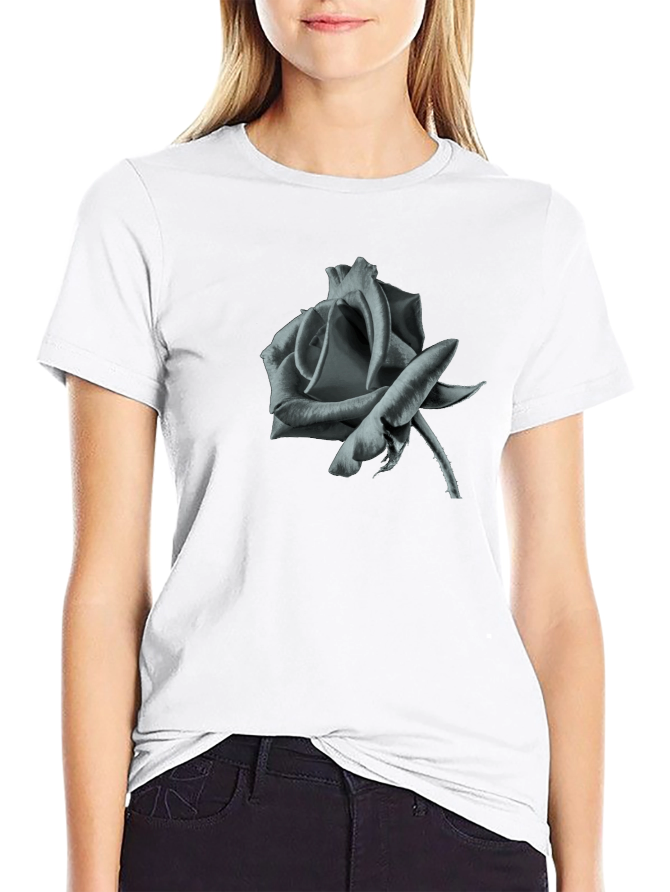 Mens Black Rose Graphic T-Shirt