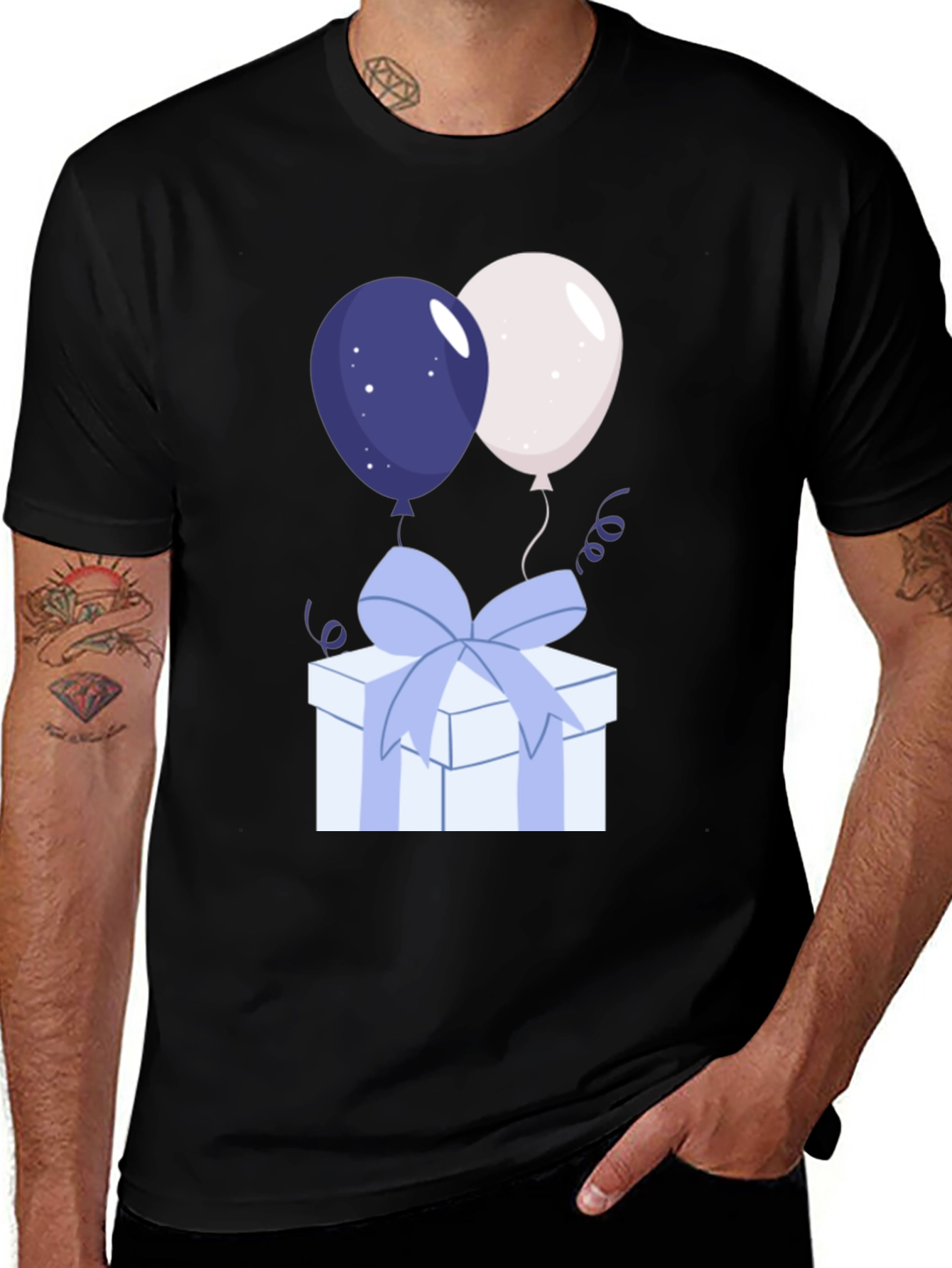 Festive Balloons & Gift Box Graphic Tee