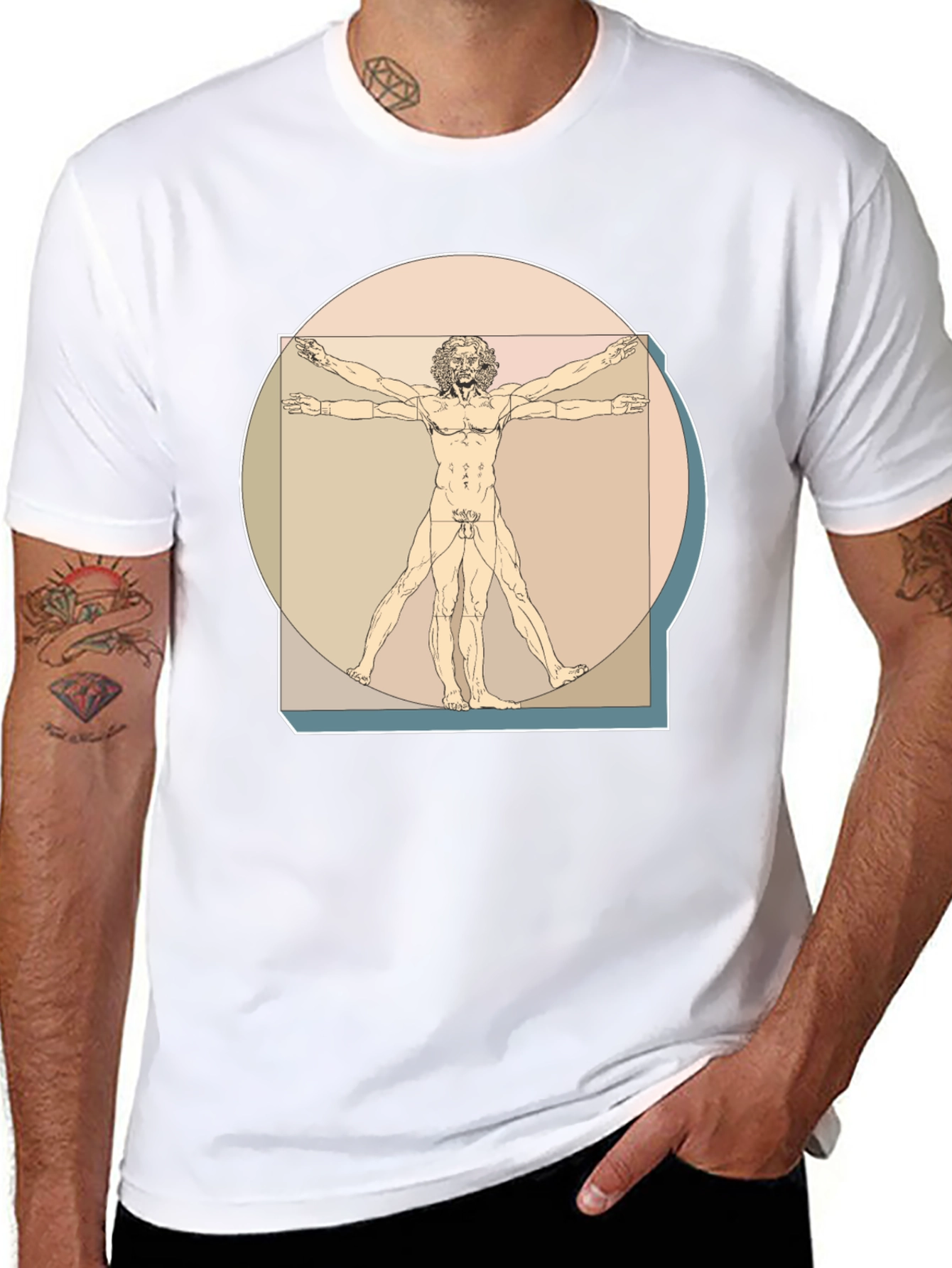Vitruvian Man Graphic Tee - Classic Art T-Shirt