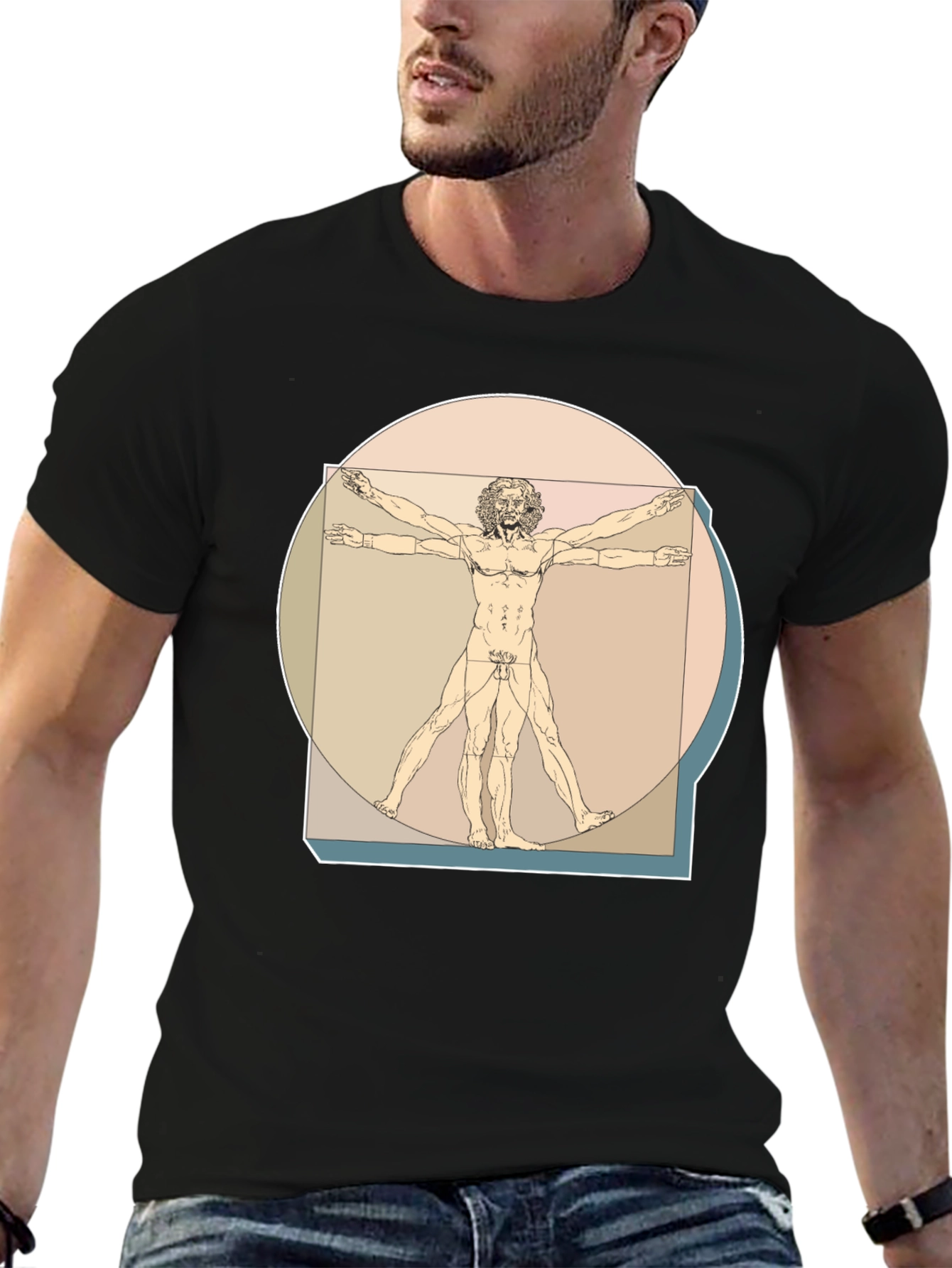 Vitruvian Man Graphic Tee - Classic Art T-Shirt