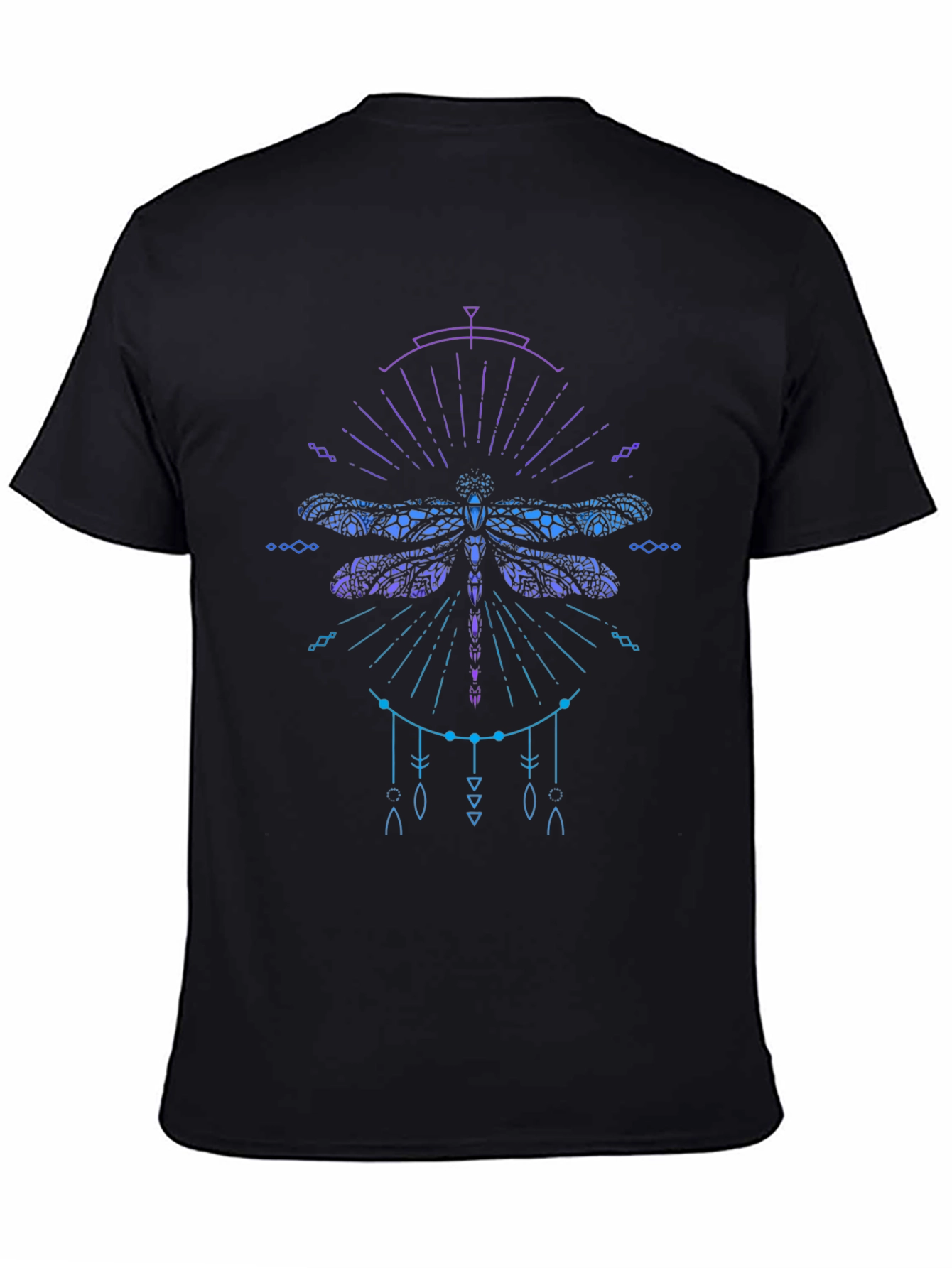 Dragonfly Graphic Print Mens Black T-Shirt