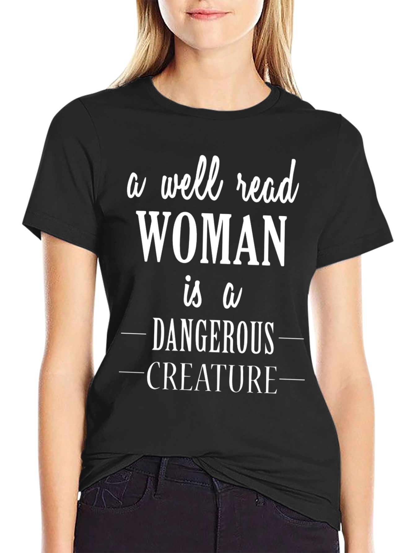 Well Read Woman Graphic Tee - Black Cotton T-Shirt