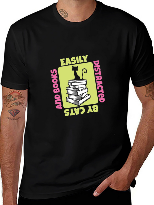 Easily Distracted By Cats And Books T-Shirt