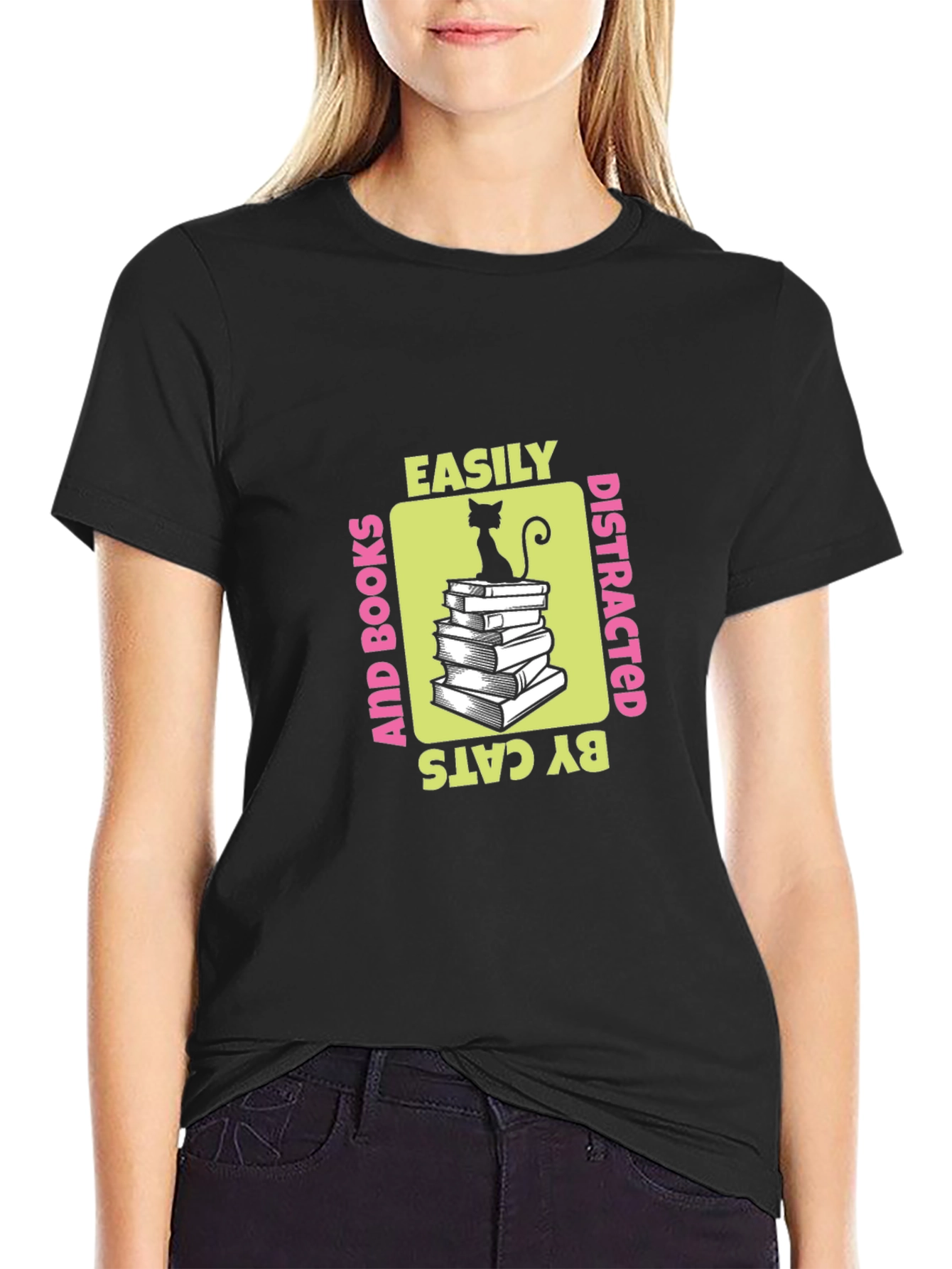 Easily Distracted By Cats And Books T-Shirt
