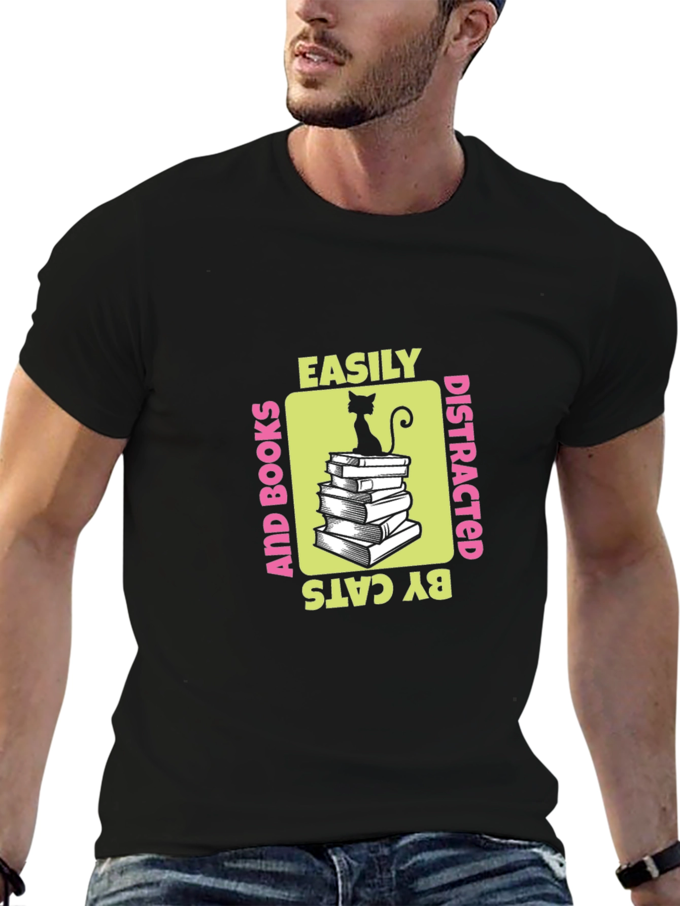 Easily Distracted By Cats And Books T-Shirt