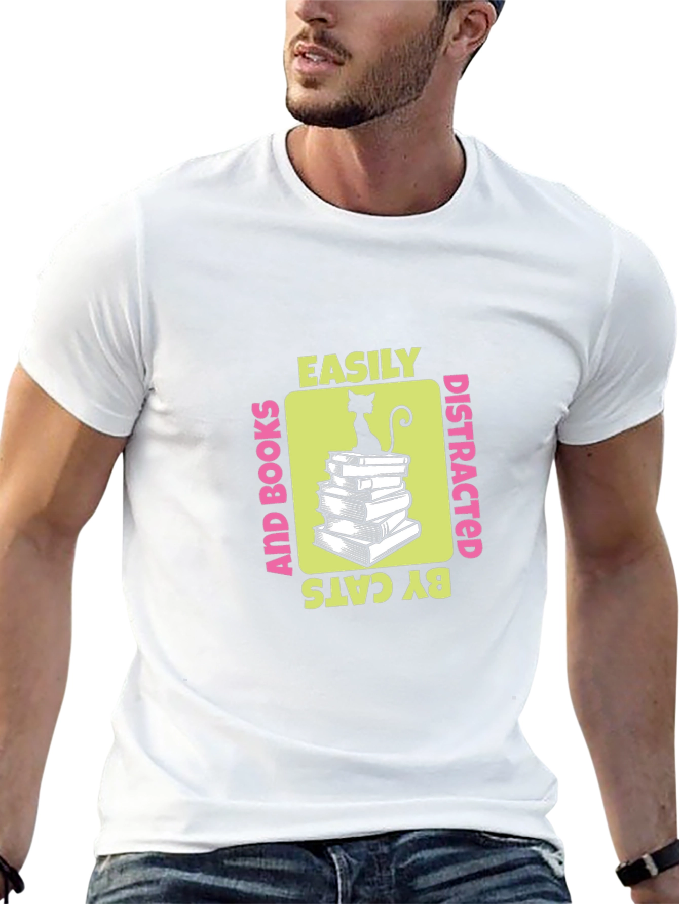 Easily Distracted By Cats And Books T-Shirt