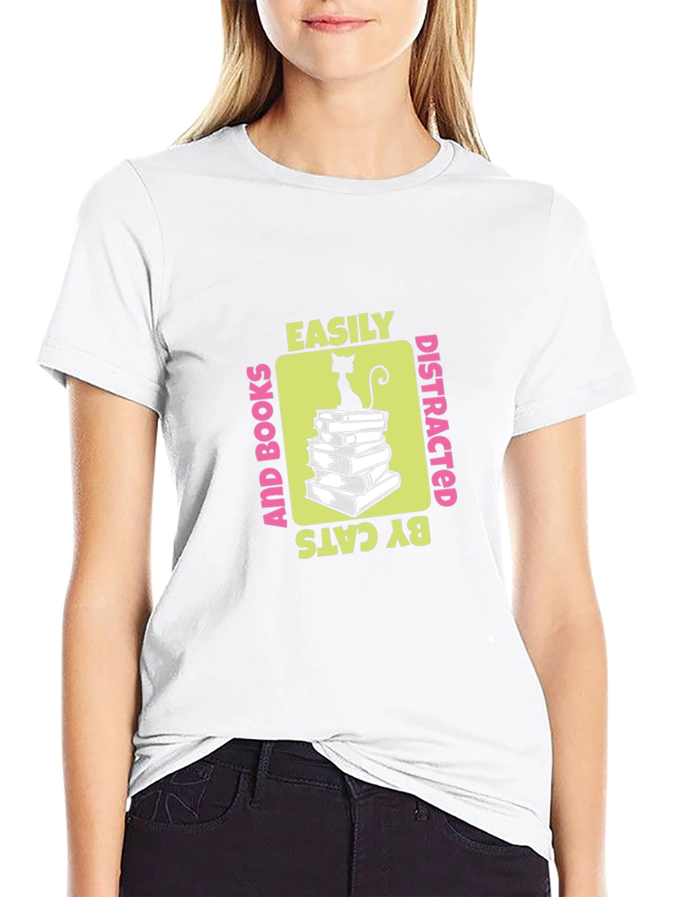 Easily Distracted By Cats And Books T-Shirt