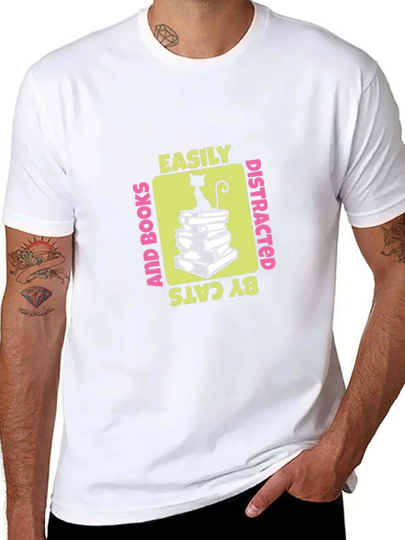 Easily Distracted By Cats And Books T-Shirt