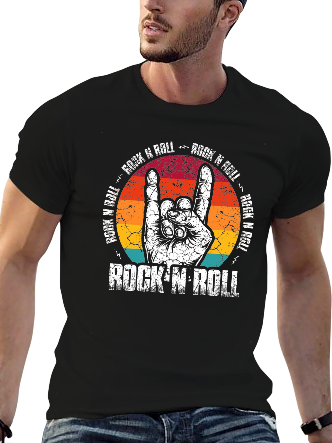 Rock N Roll Graphic T-Shirt - Black