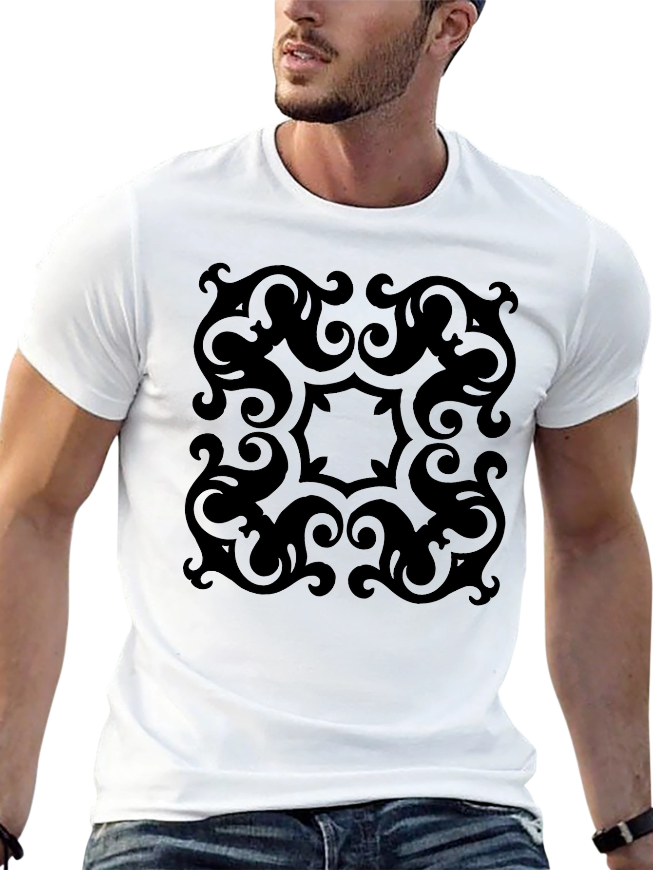 Elegant Black Pattern Tee - Stylish Comfort