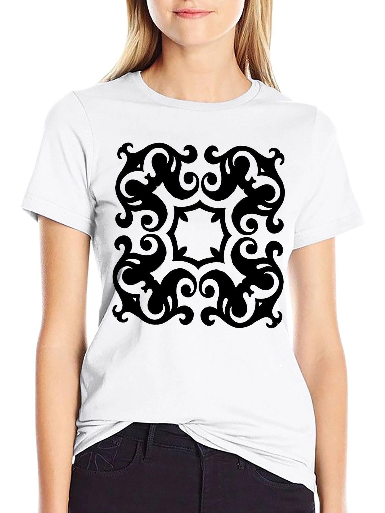 Elegant Black Pattern Tee - Stylish Comfort
