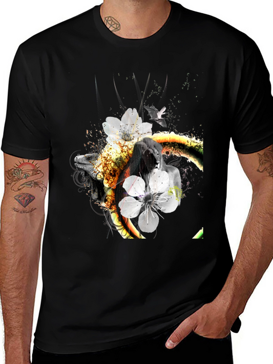 Abstract Animal Print Black T-Shirt