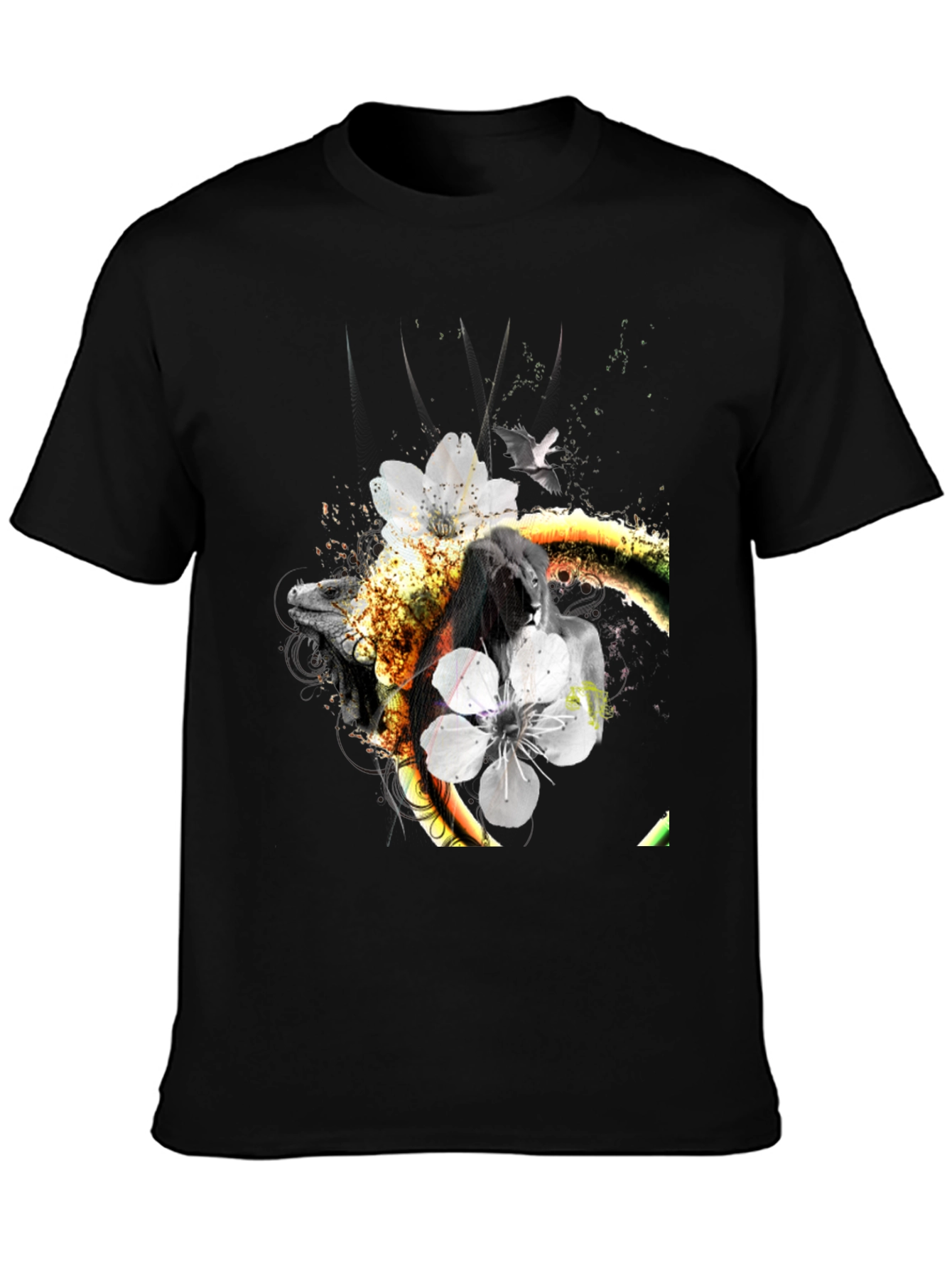 Abstract Animal Print Black T-Shirt