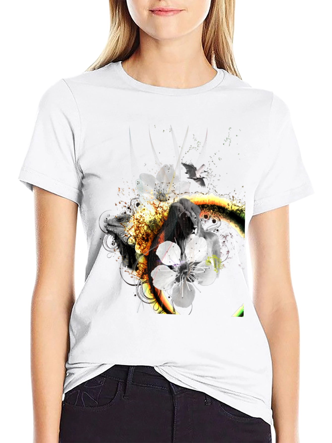 Abstract Animal Print Black T-Shirt