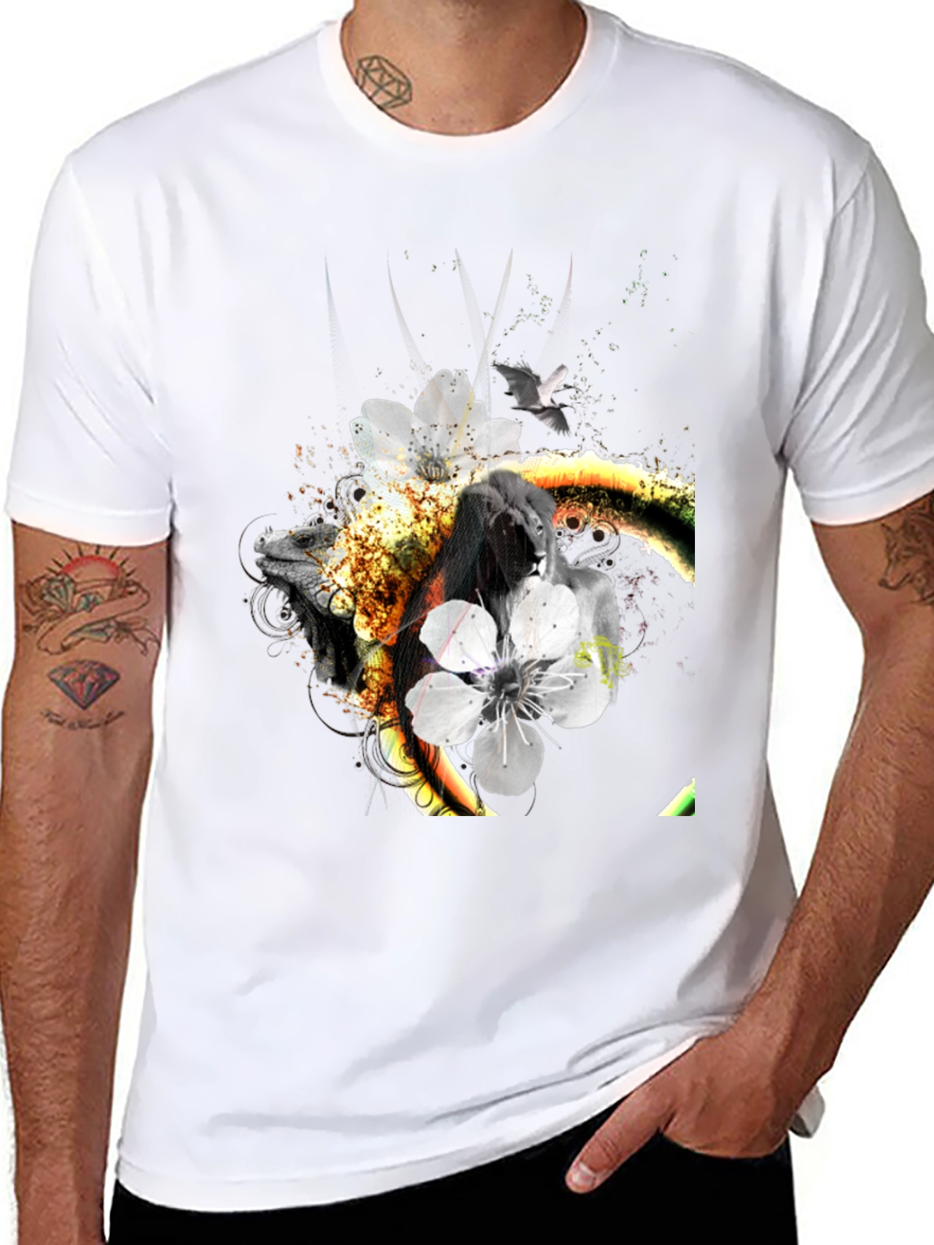 Abstract Animal Print Black T-Shirt