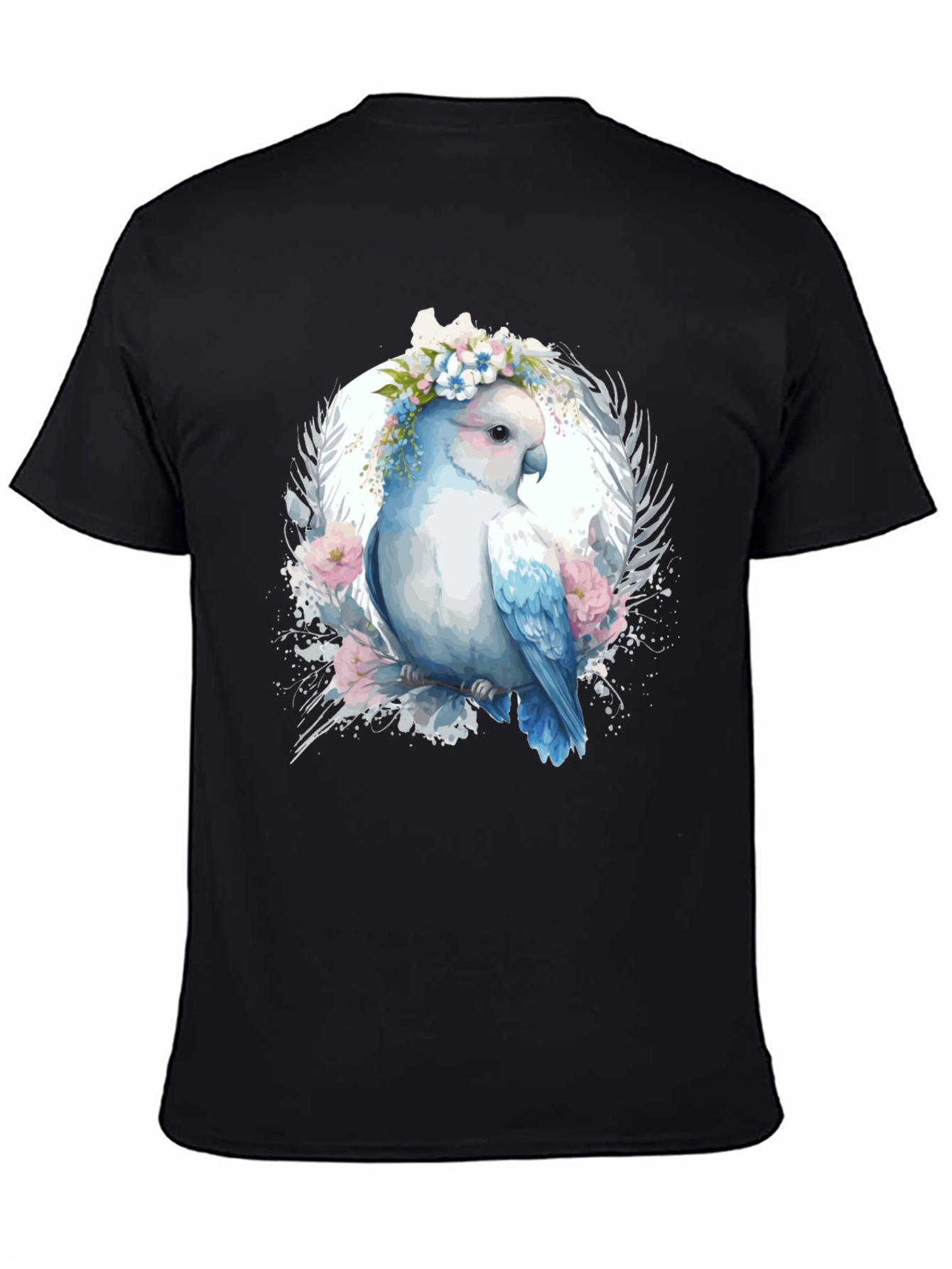 Floral Parrot Graphic Tee - Unique Bird Design