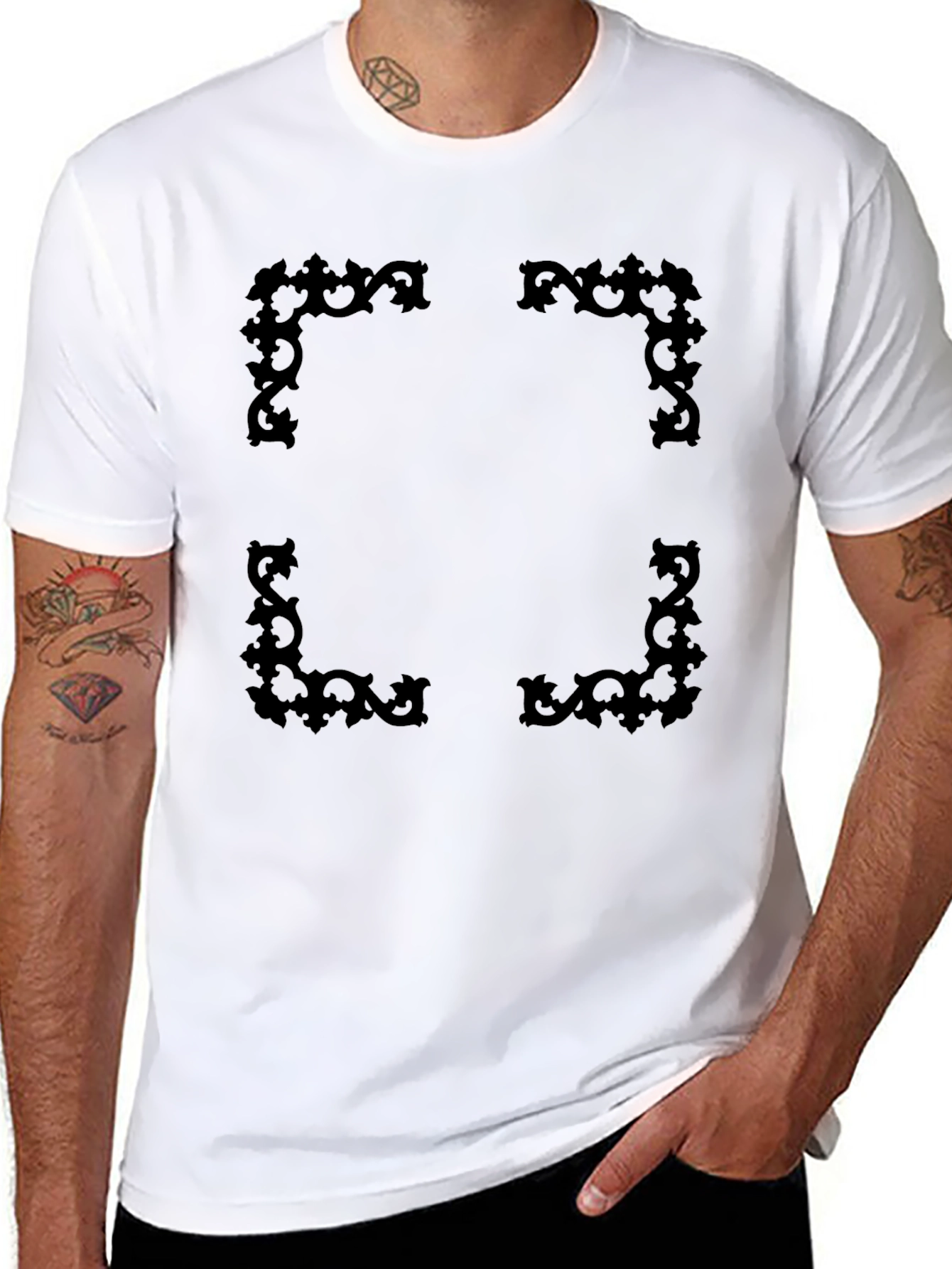 Ornate Frame Graphic Black T-Shirt